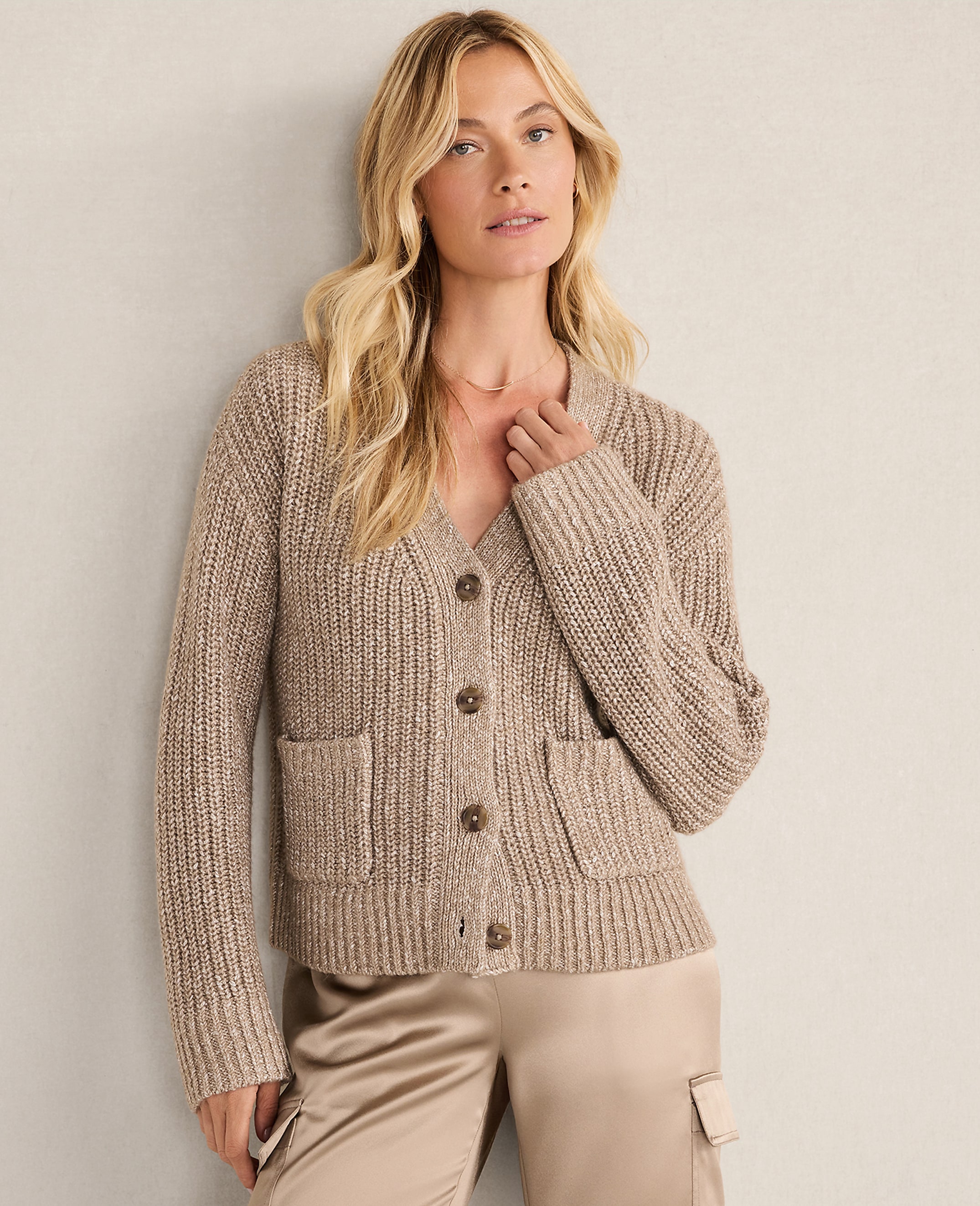 Haven Well Within Lurex Blend Shaker Stitch Cardigan