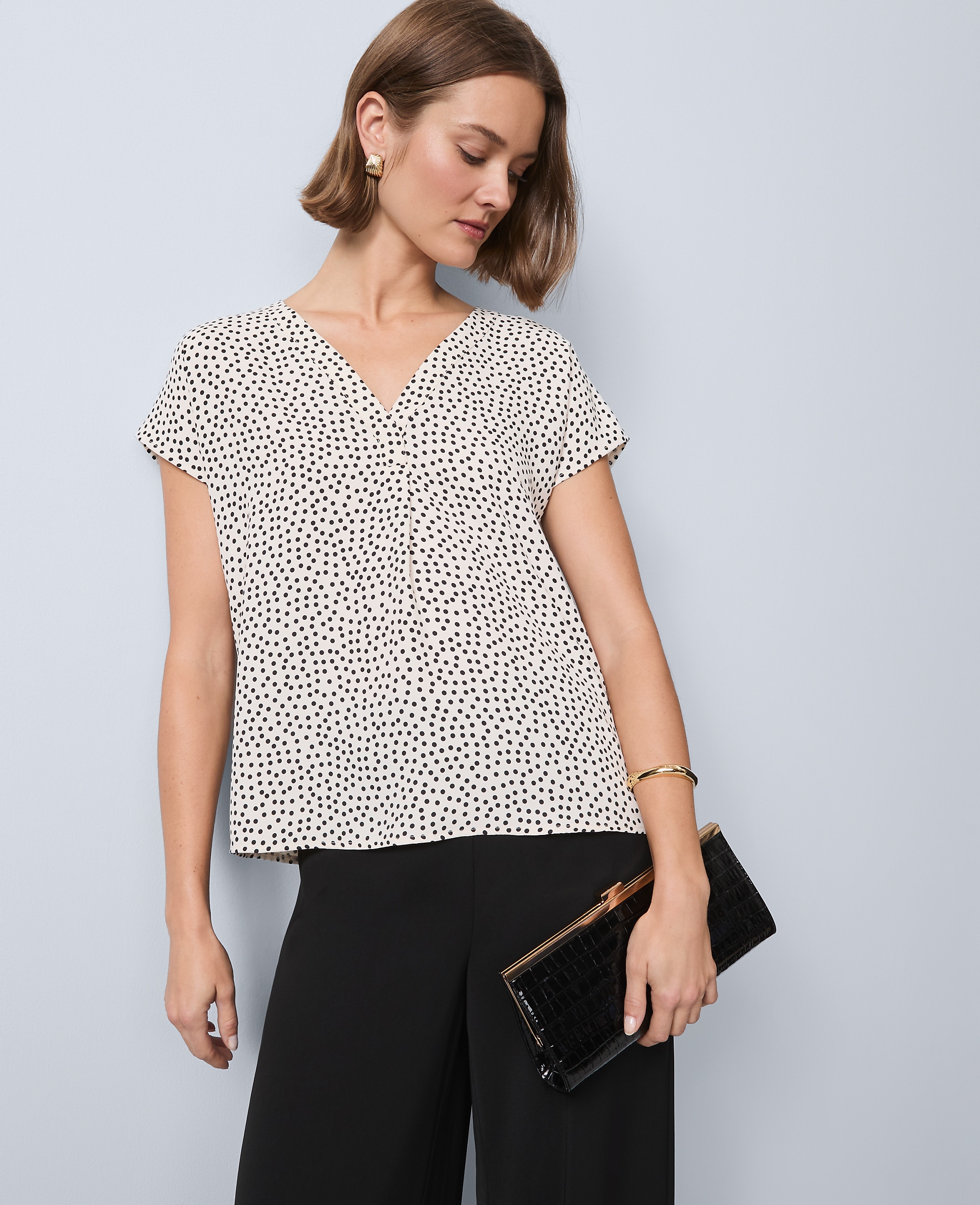 Mixed Media Pleat Front Top