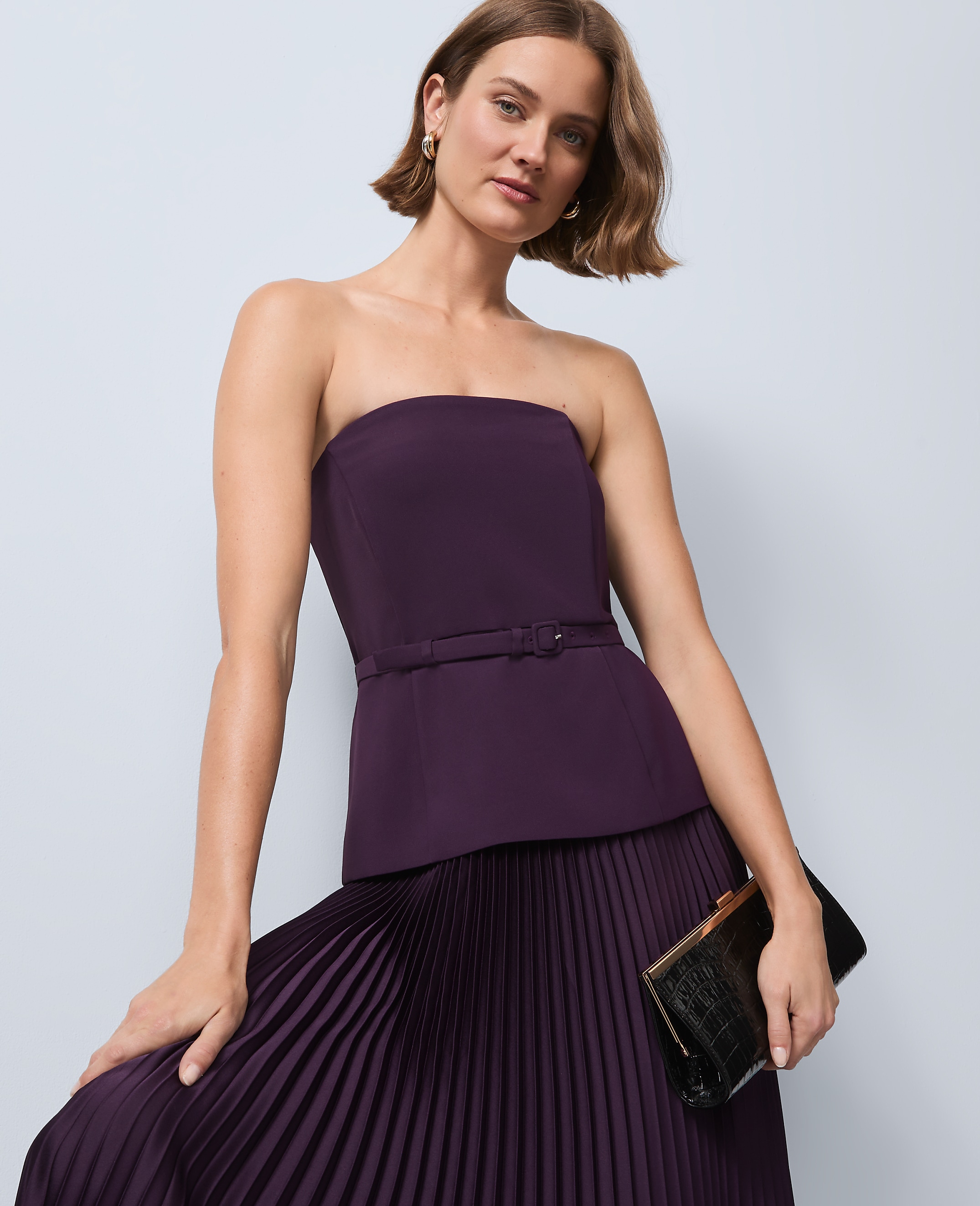 Crepe Pleated Midi Dress