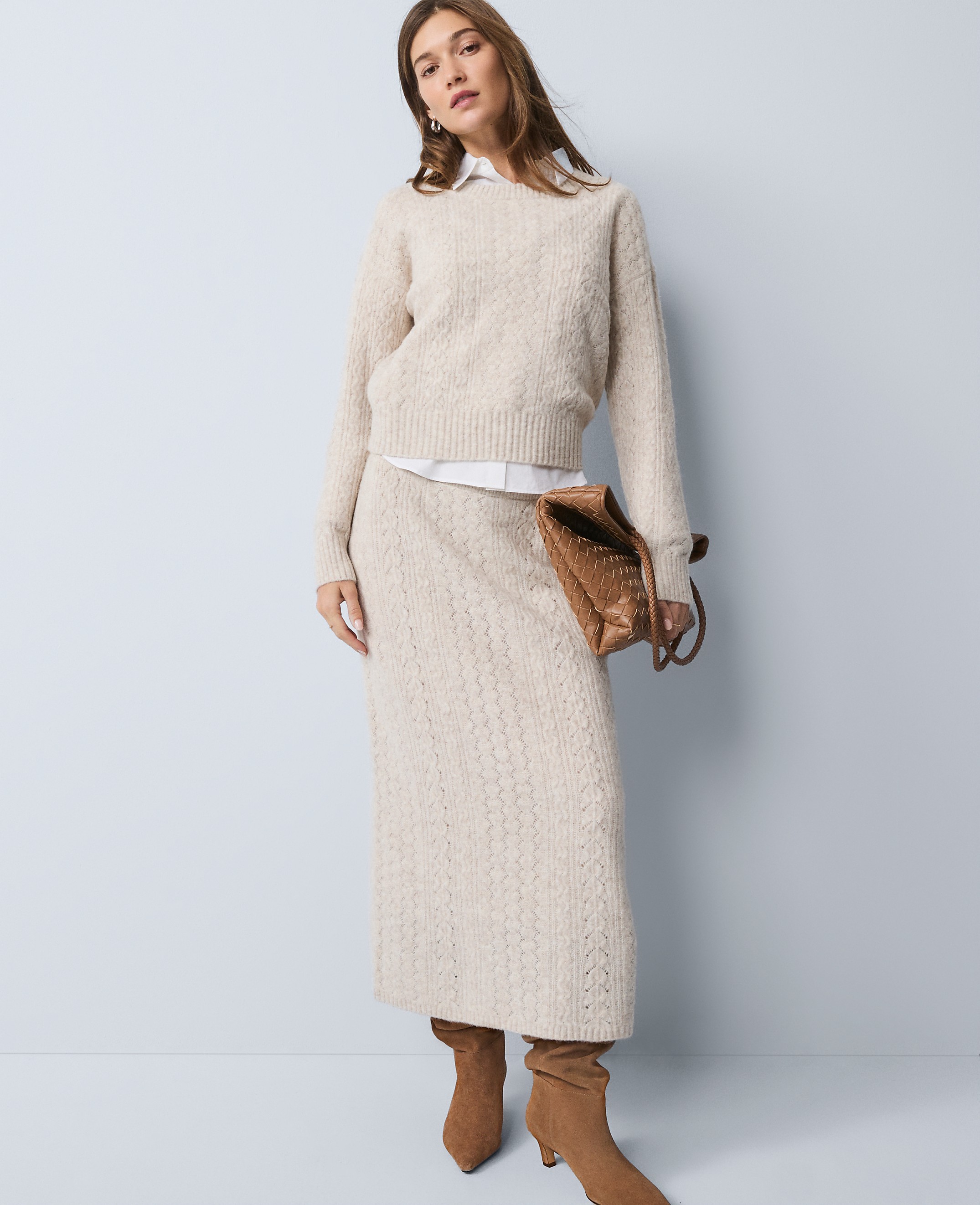 Weekend Pointelle Sweater Skirt