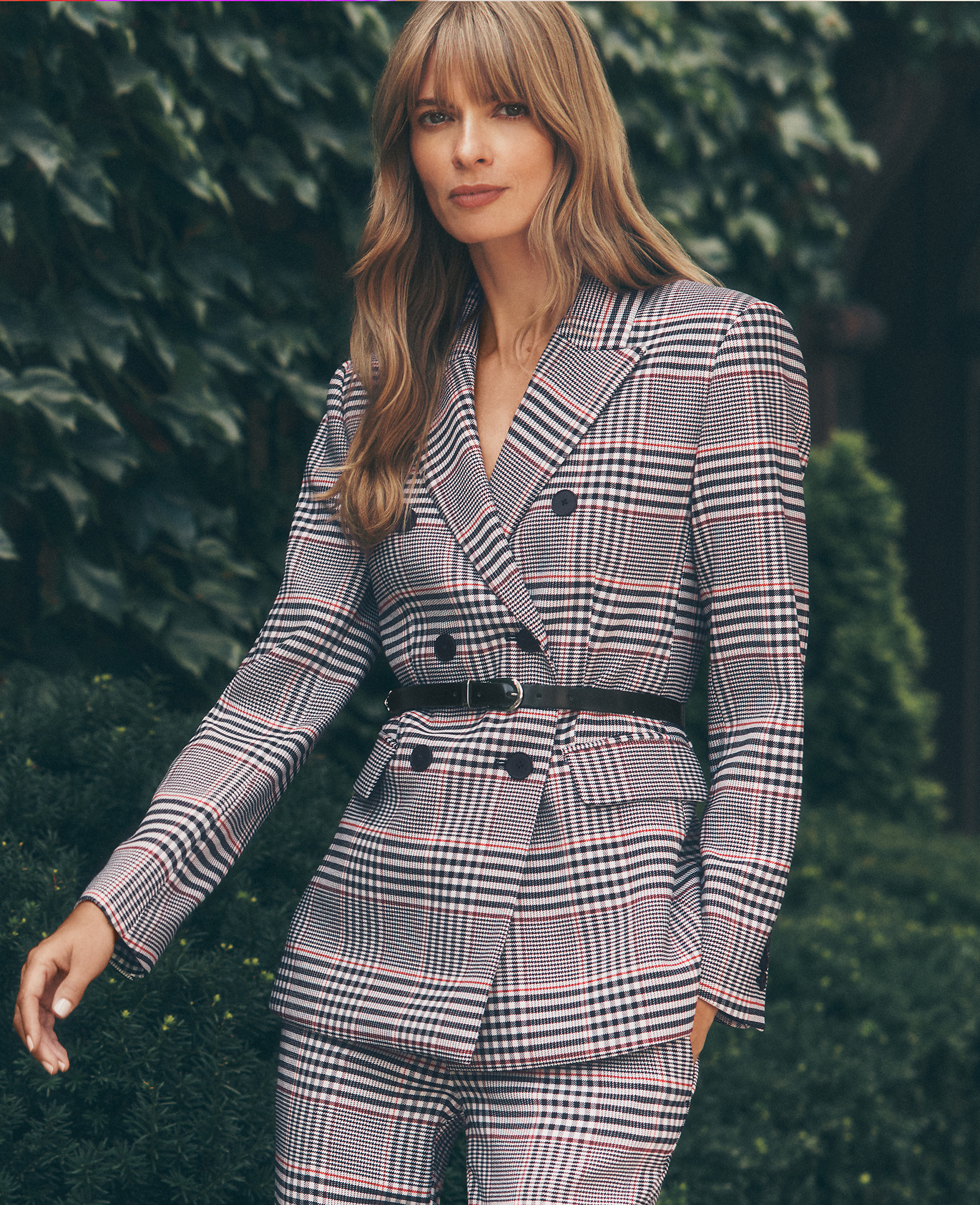 The Fitted Long Blazer in Plaid