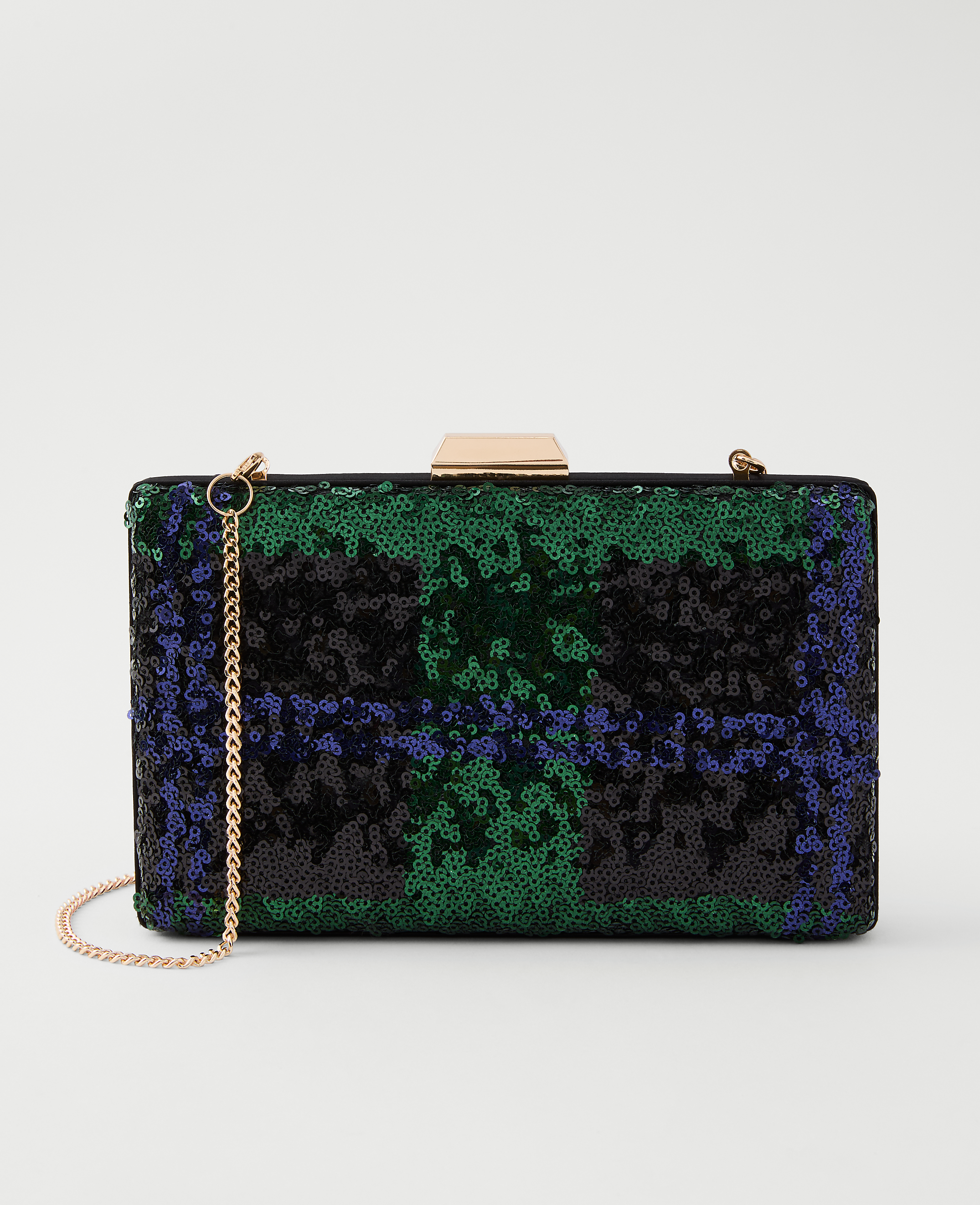 Sequin Tartan Hard Clutch