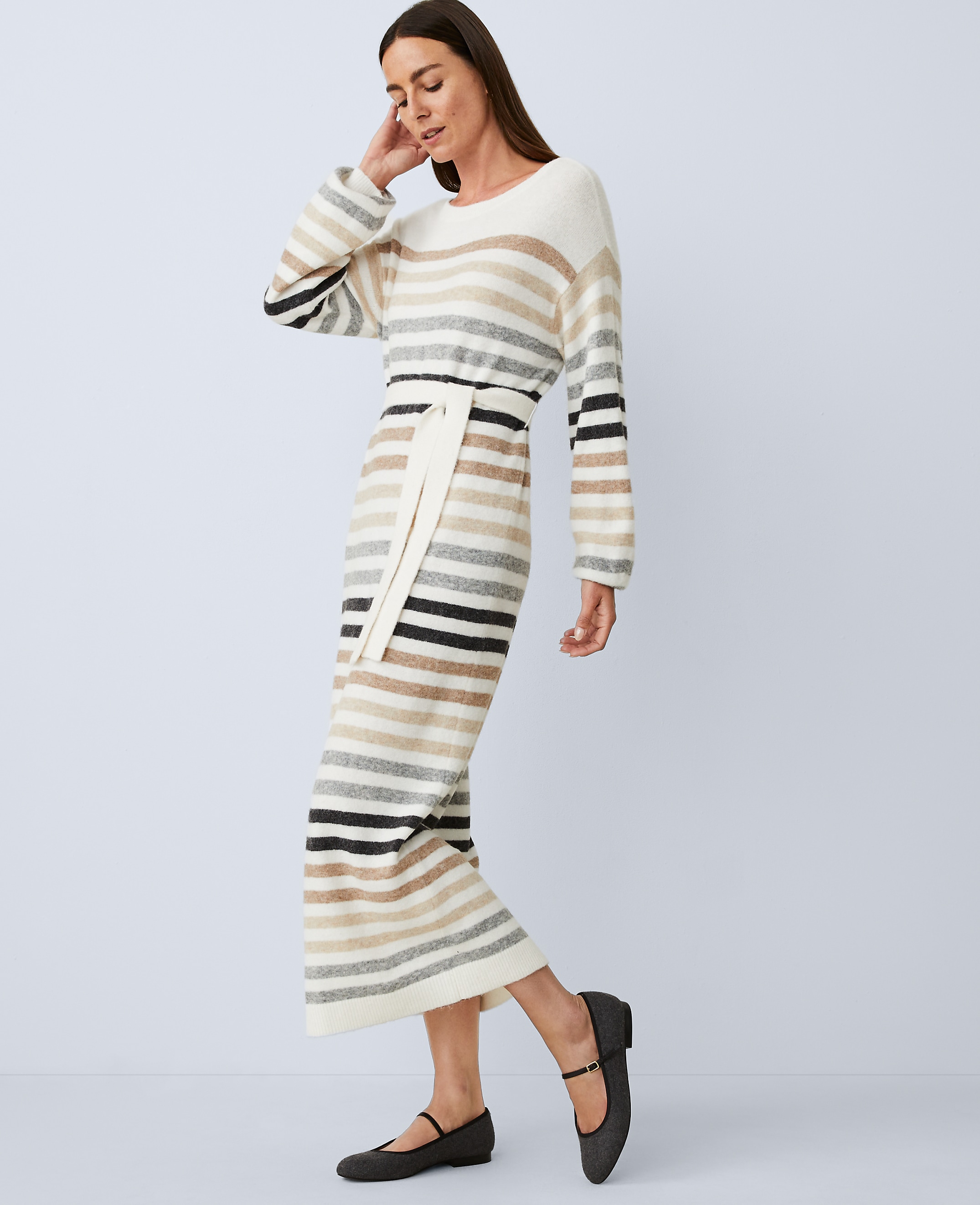 Weekend Striped Midi Sweater Dress