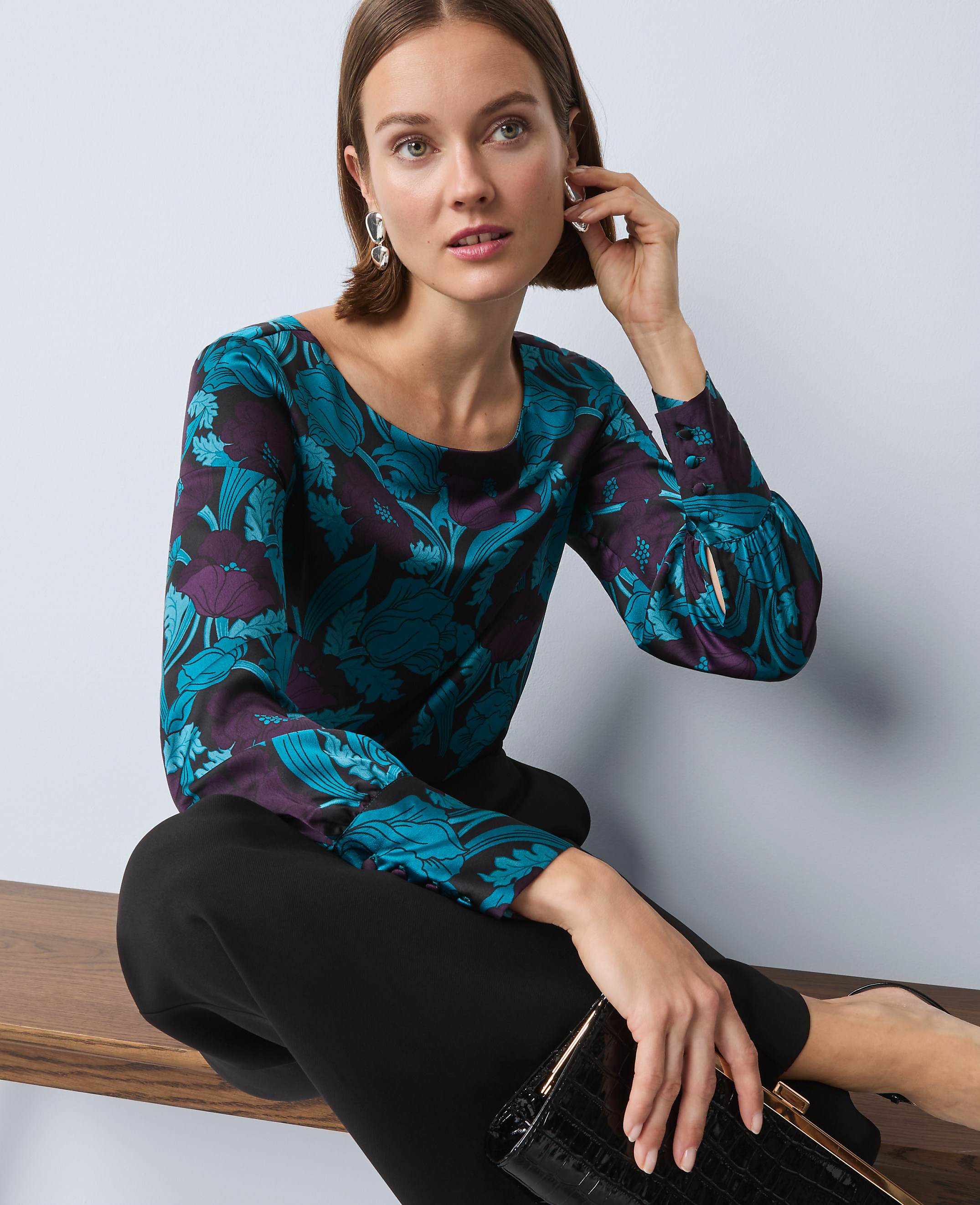 Petite Floral Boatneck Blouse
