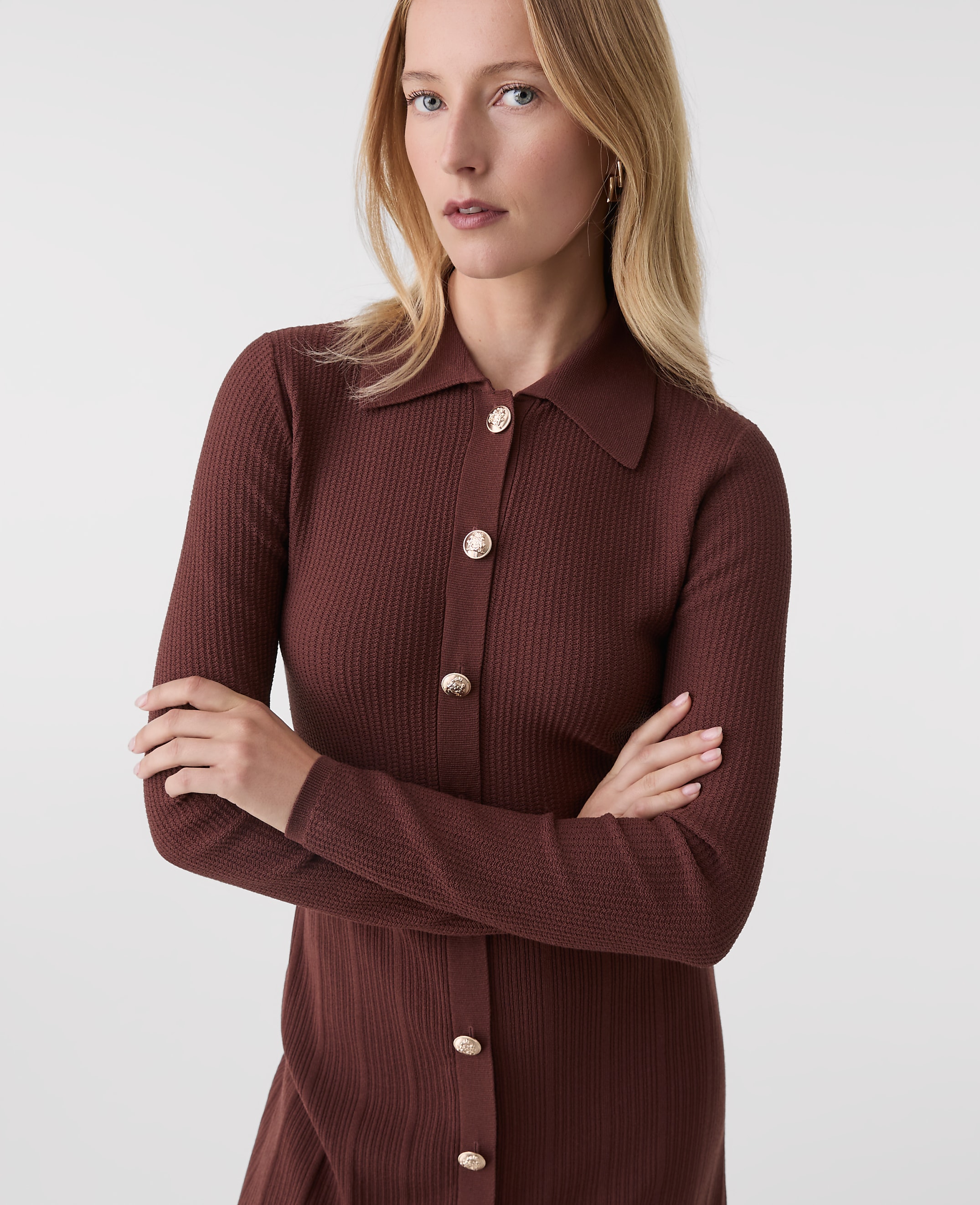 Petite Collared Sweater Midi Dress