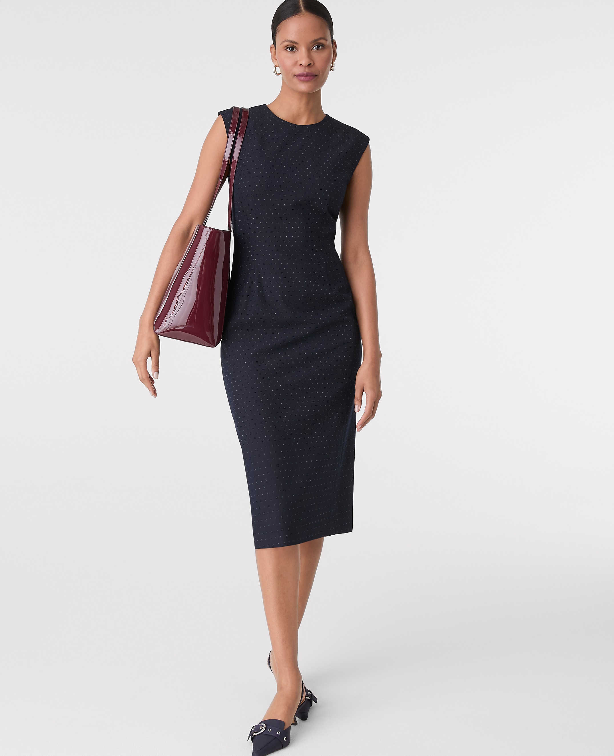The Petite Dotted Crew Neck Sheath Dress