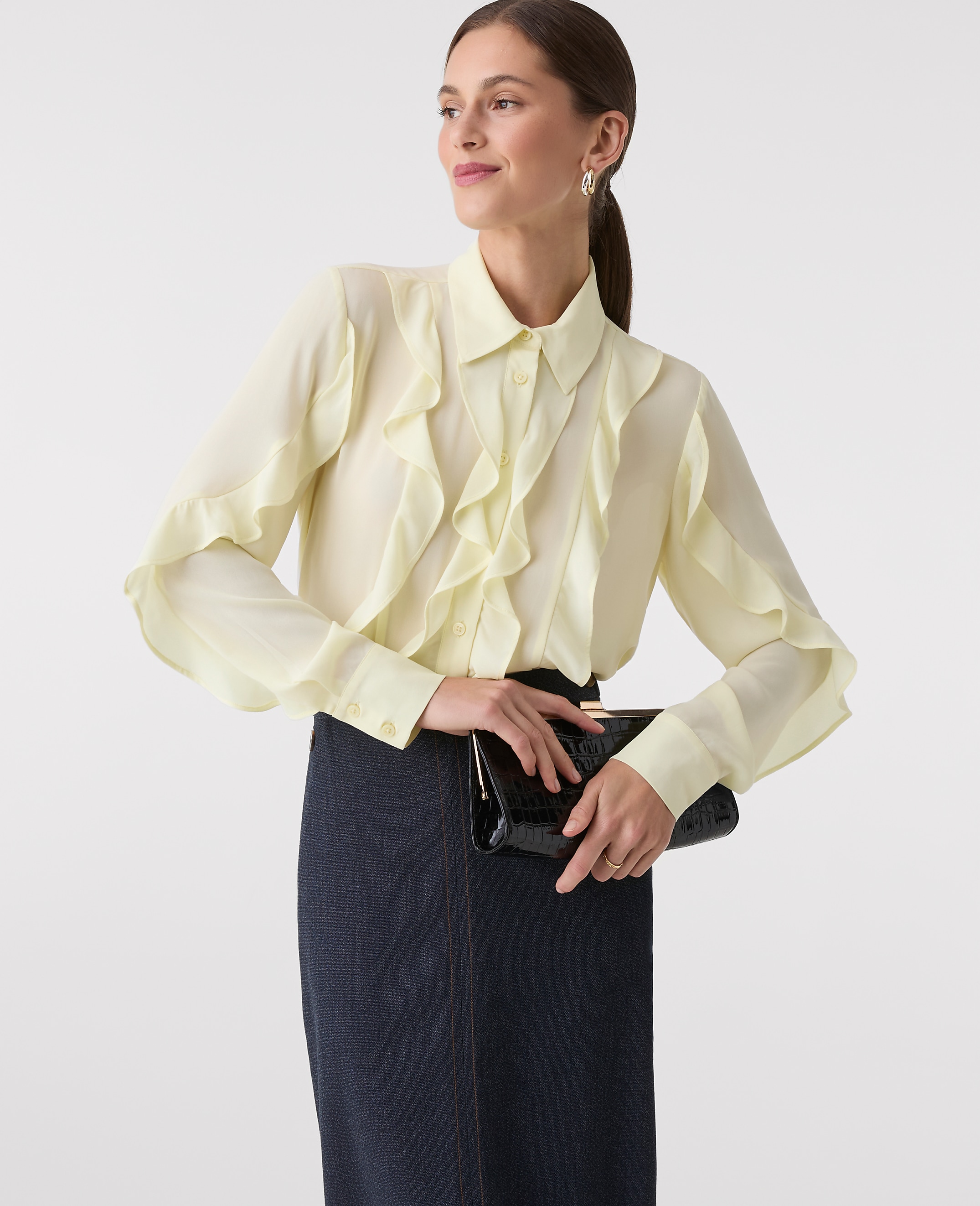 Ruffle Button Down Shirt