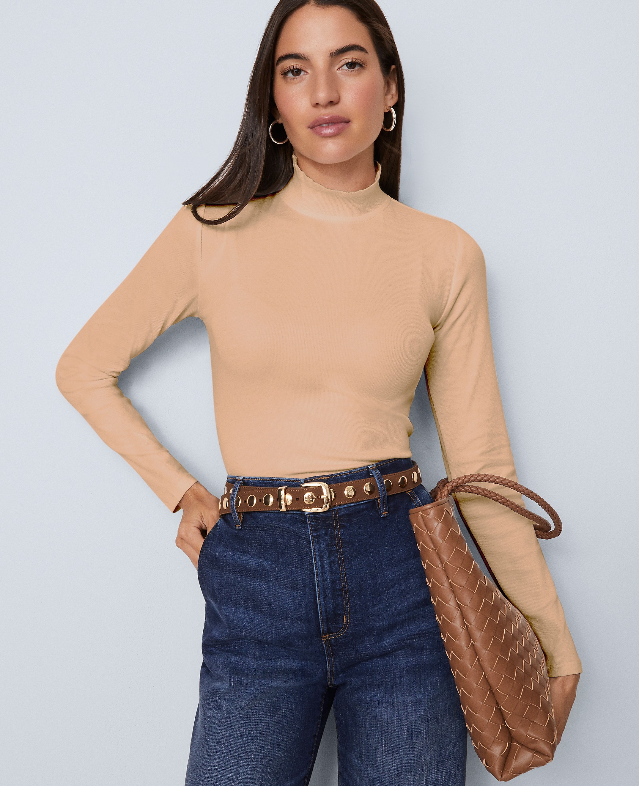 Weekend Ruffle Mock Neck Top
