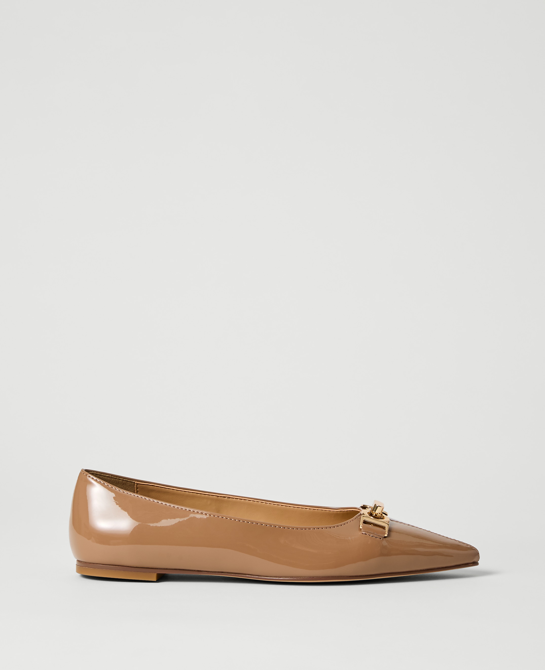 Hardware Embellished Patent Flat