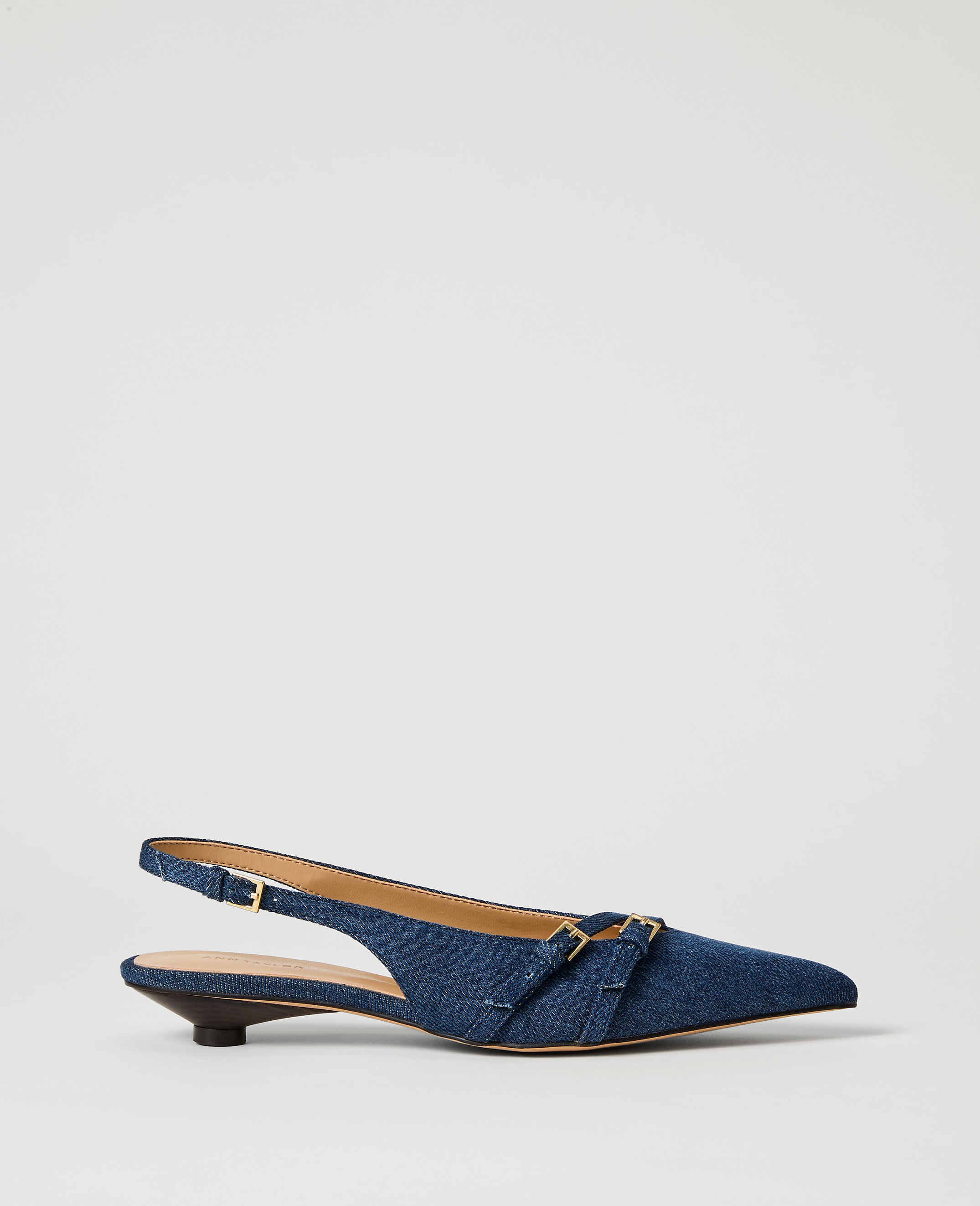 Strappy Denim Slingback Pump