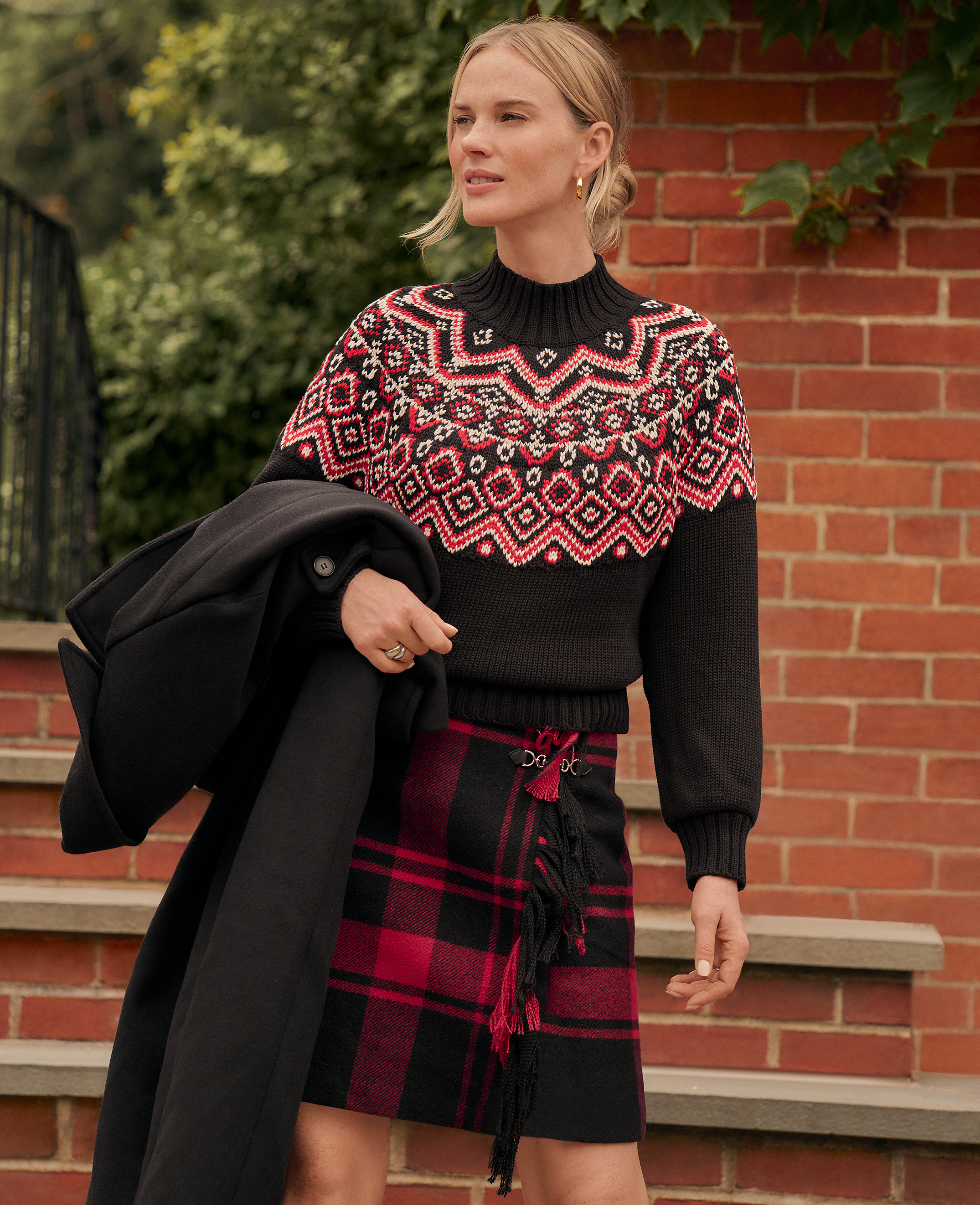 Petite Weekend Fair Isle Mock Neck Sweater