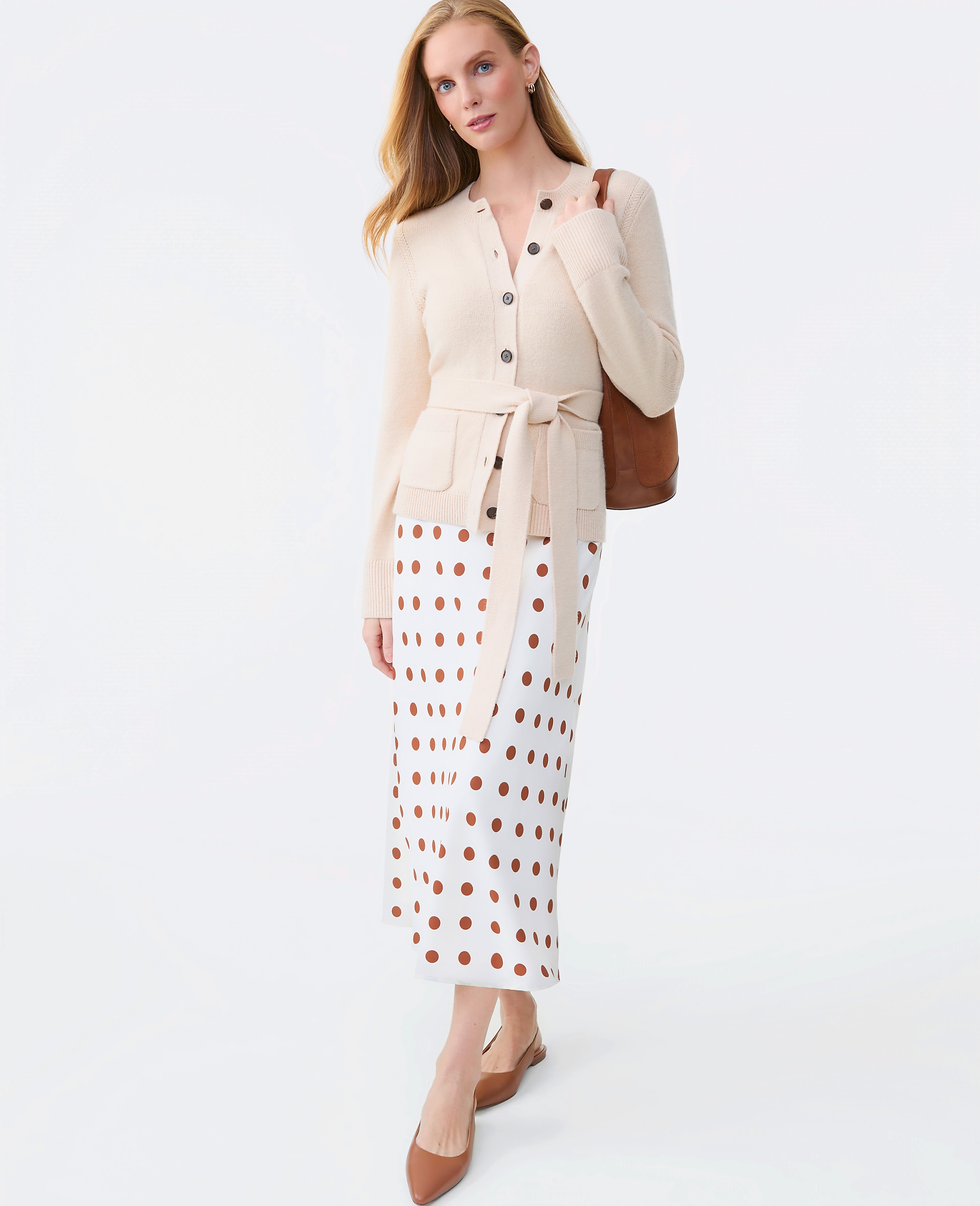 Dotted Satin Bias Slip Skirt