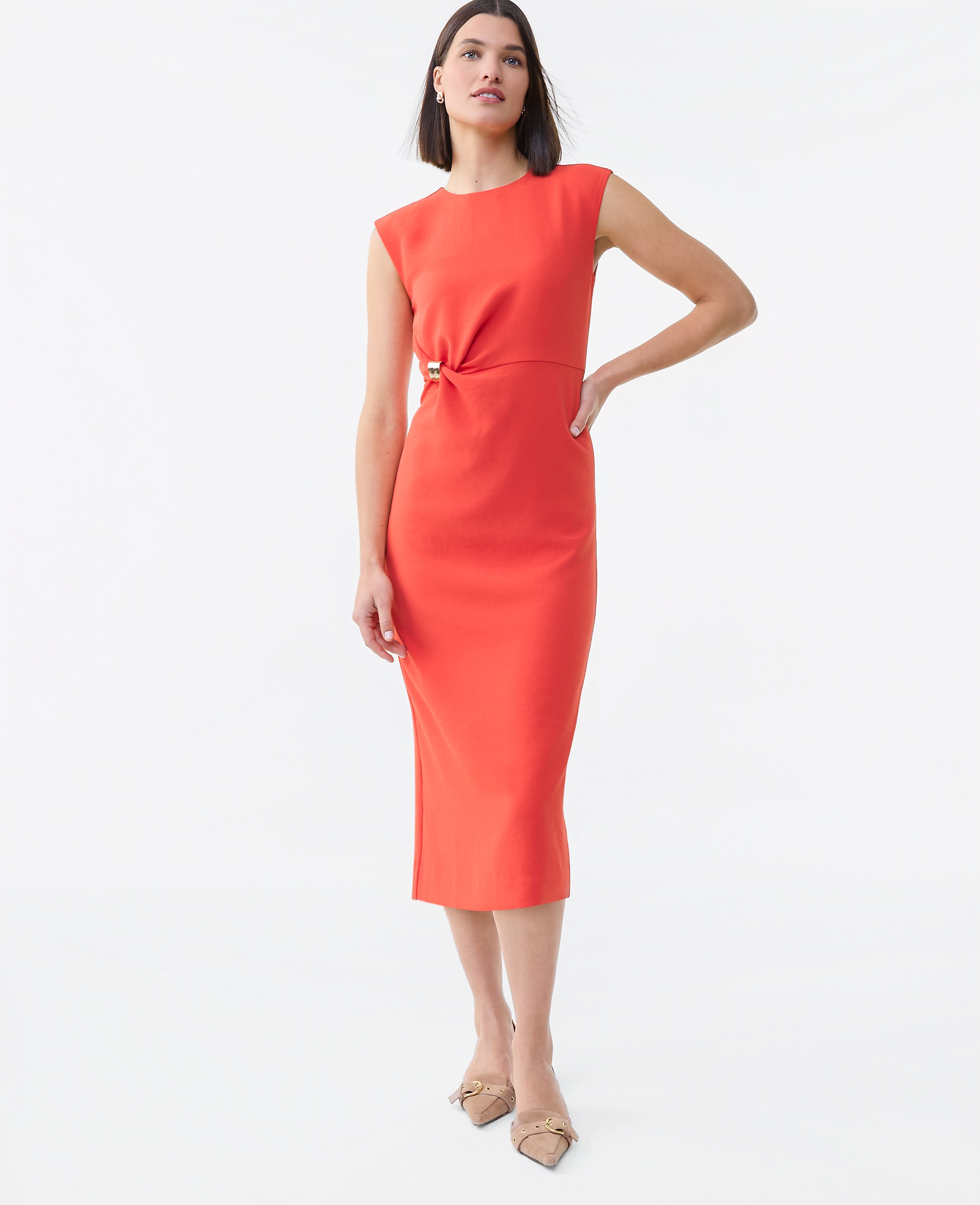 Petite Crew Neck Twist Sheath Dress
