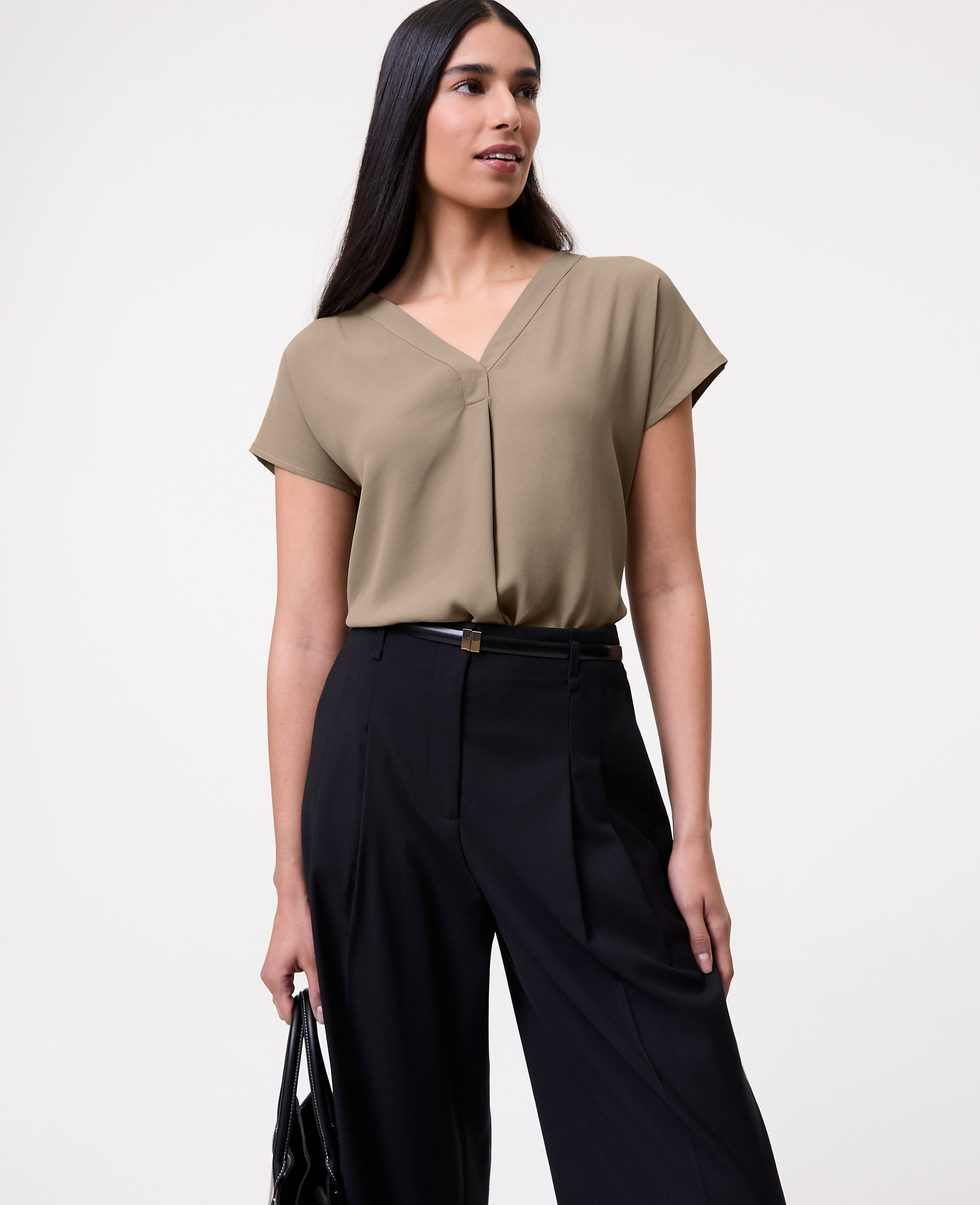Mixed Media Pleat Front Top