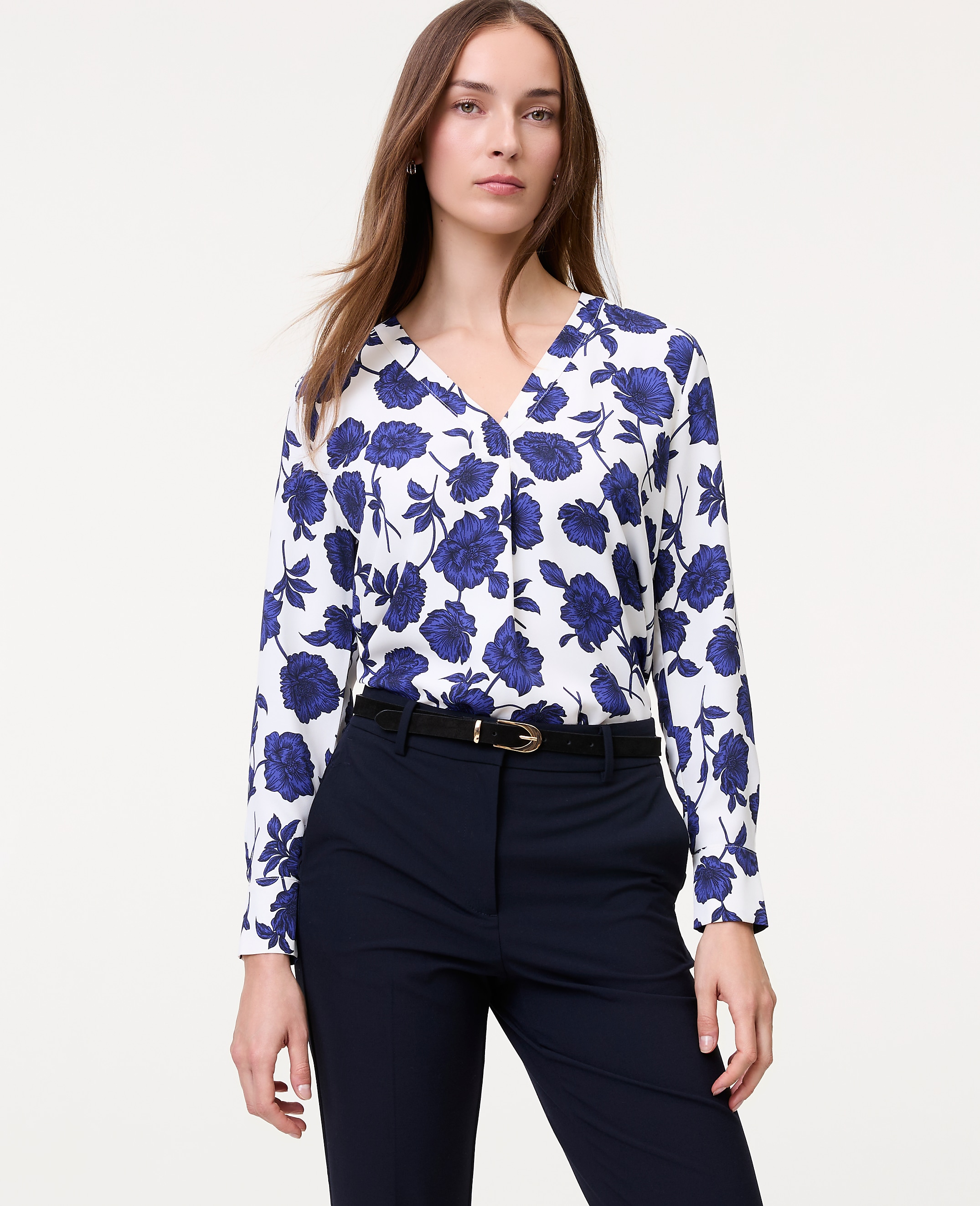 Floral Mixed Media Pleat Front Top