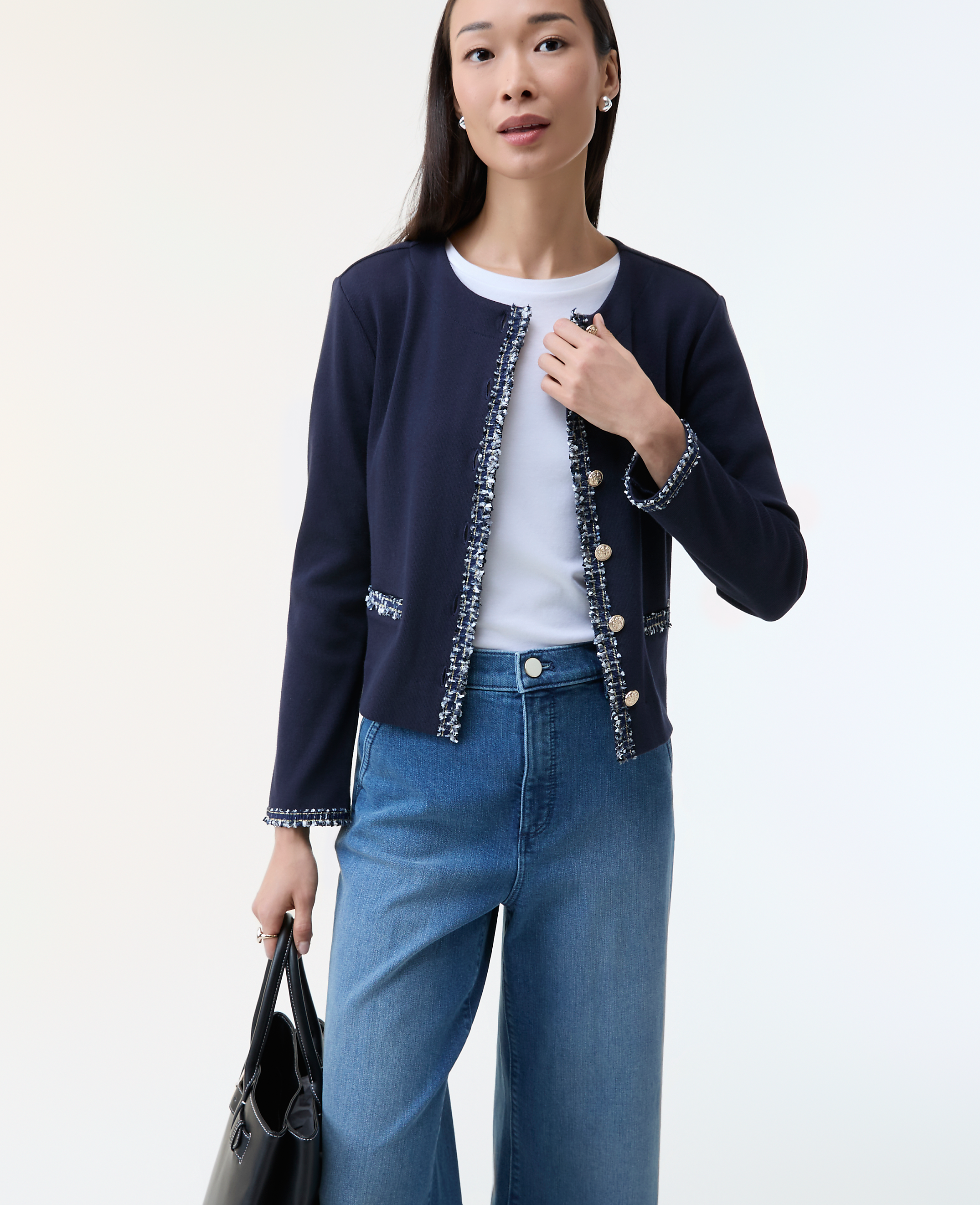 Petite Denim Trim Jacket