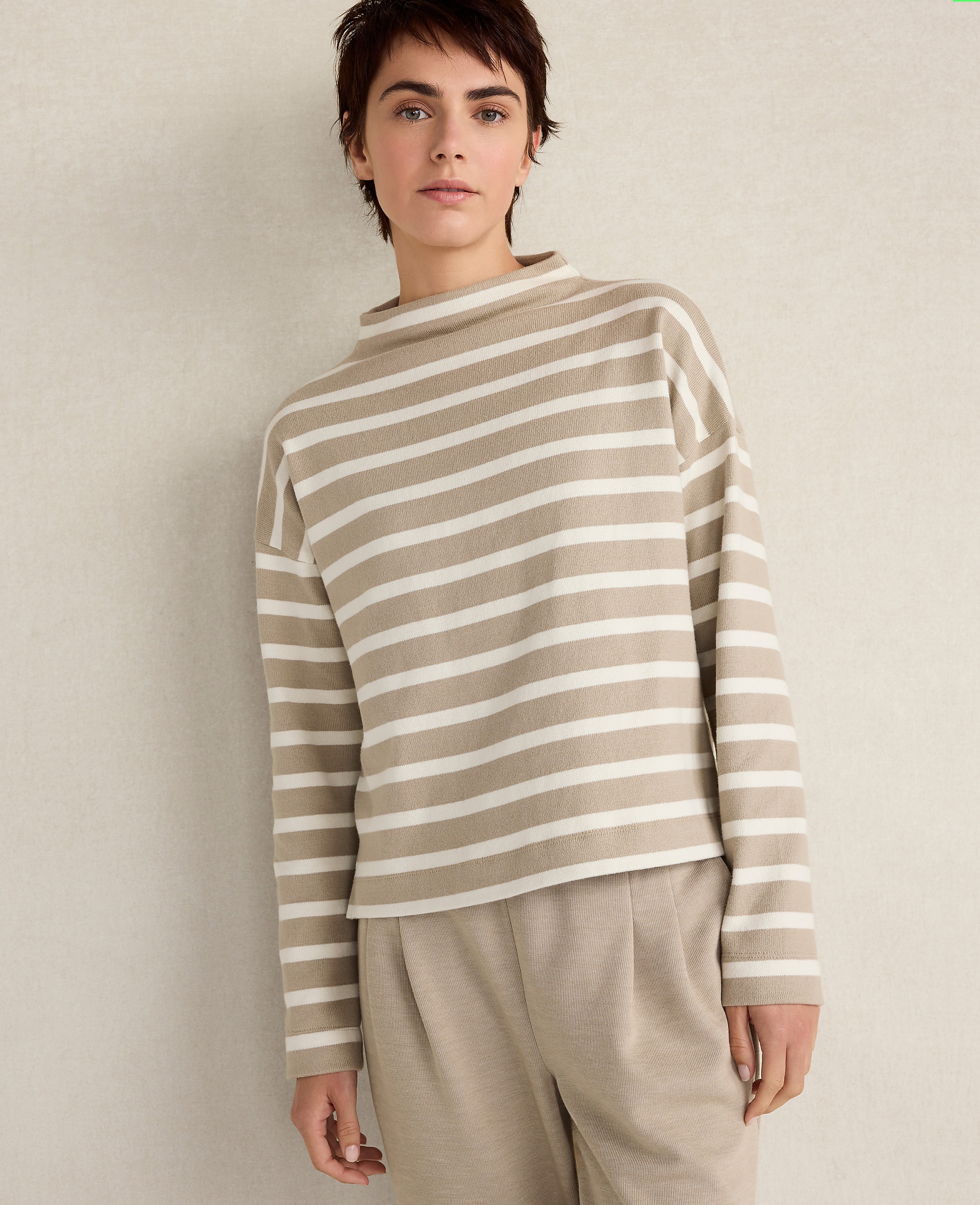 Haven Well Within Organic Cotton Funnel Neck Striped Pullover
