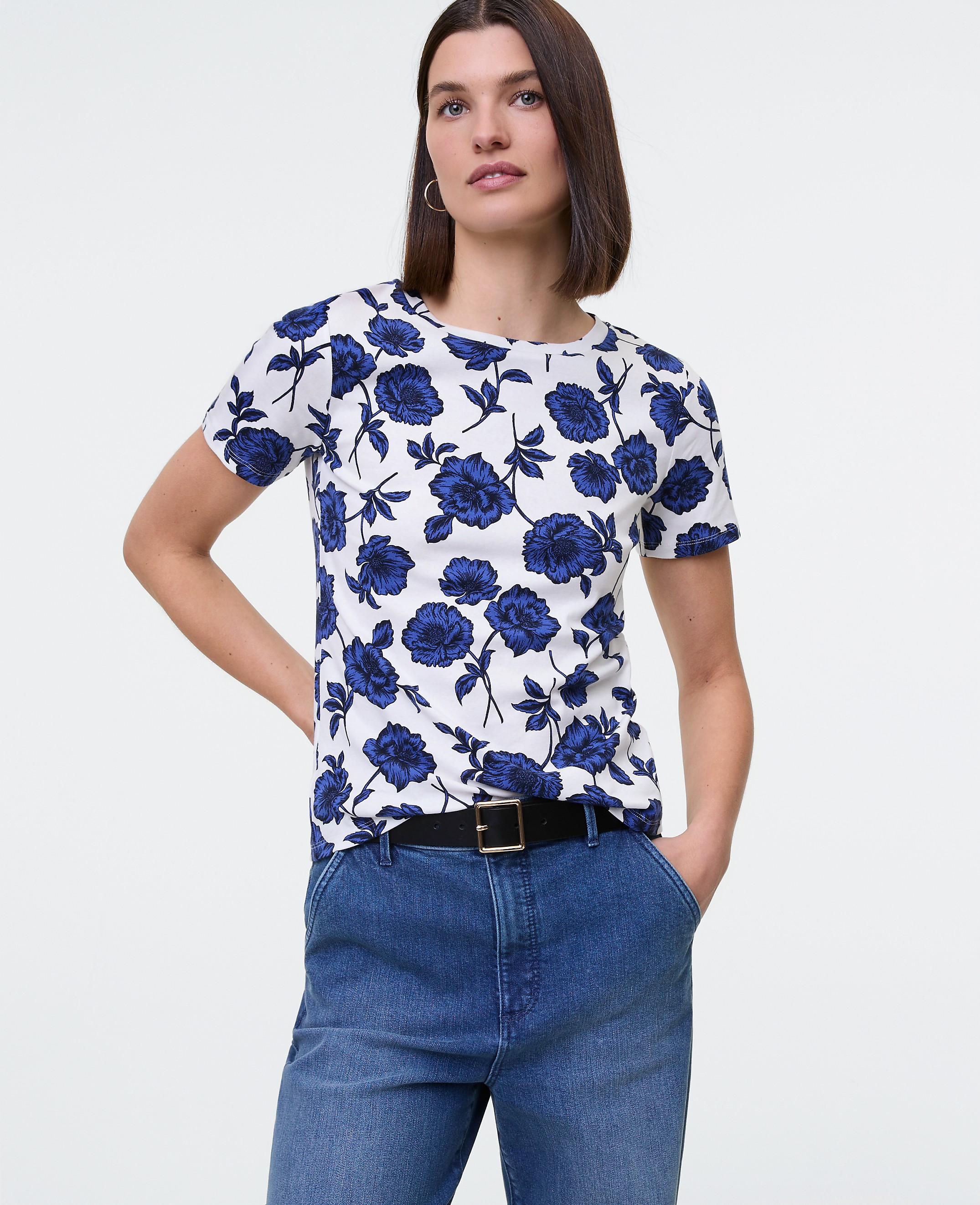 Petite Floral Crew Neck Tee