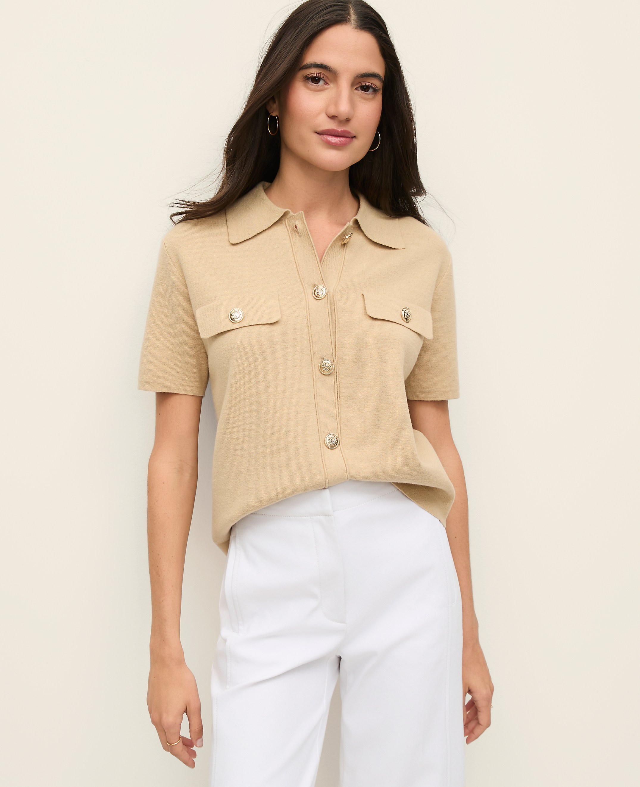 Collared Short Sleeve Cardigan