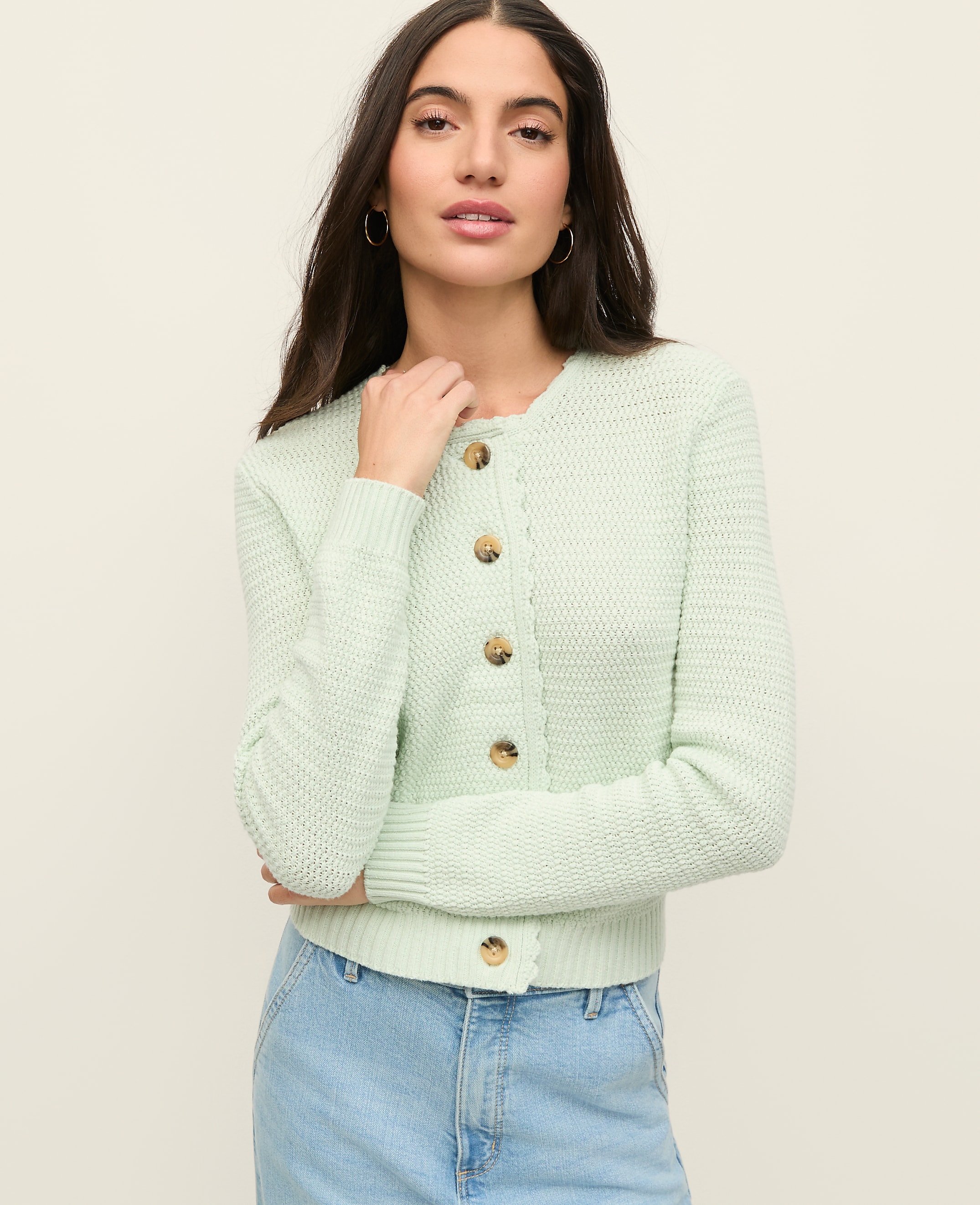 Scalloped Trim Cardigan