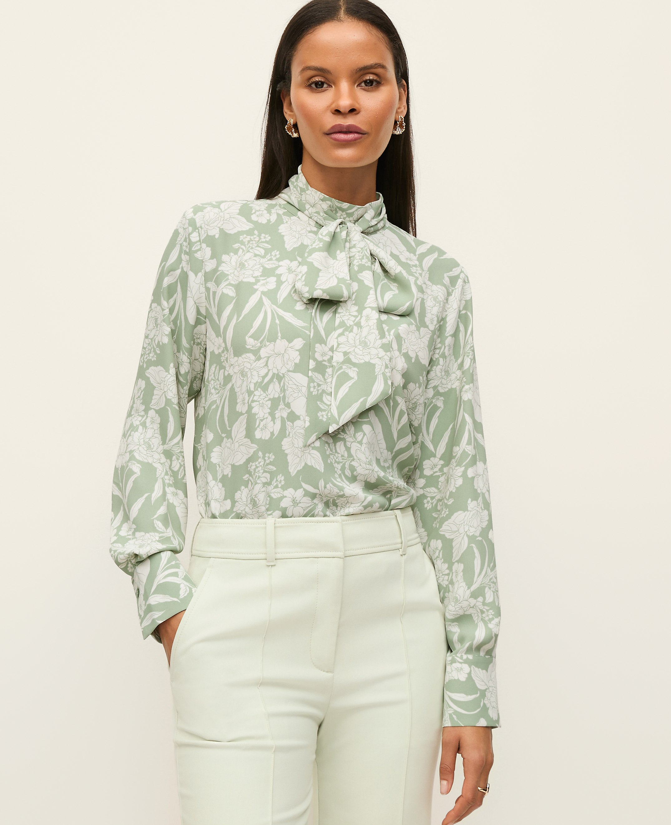 Petite Floral Bow Blouse