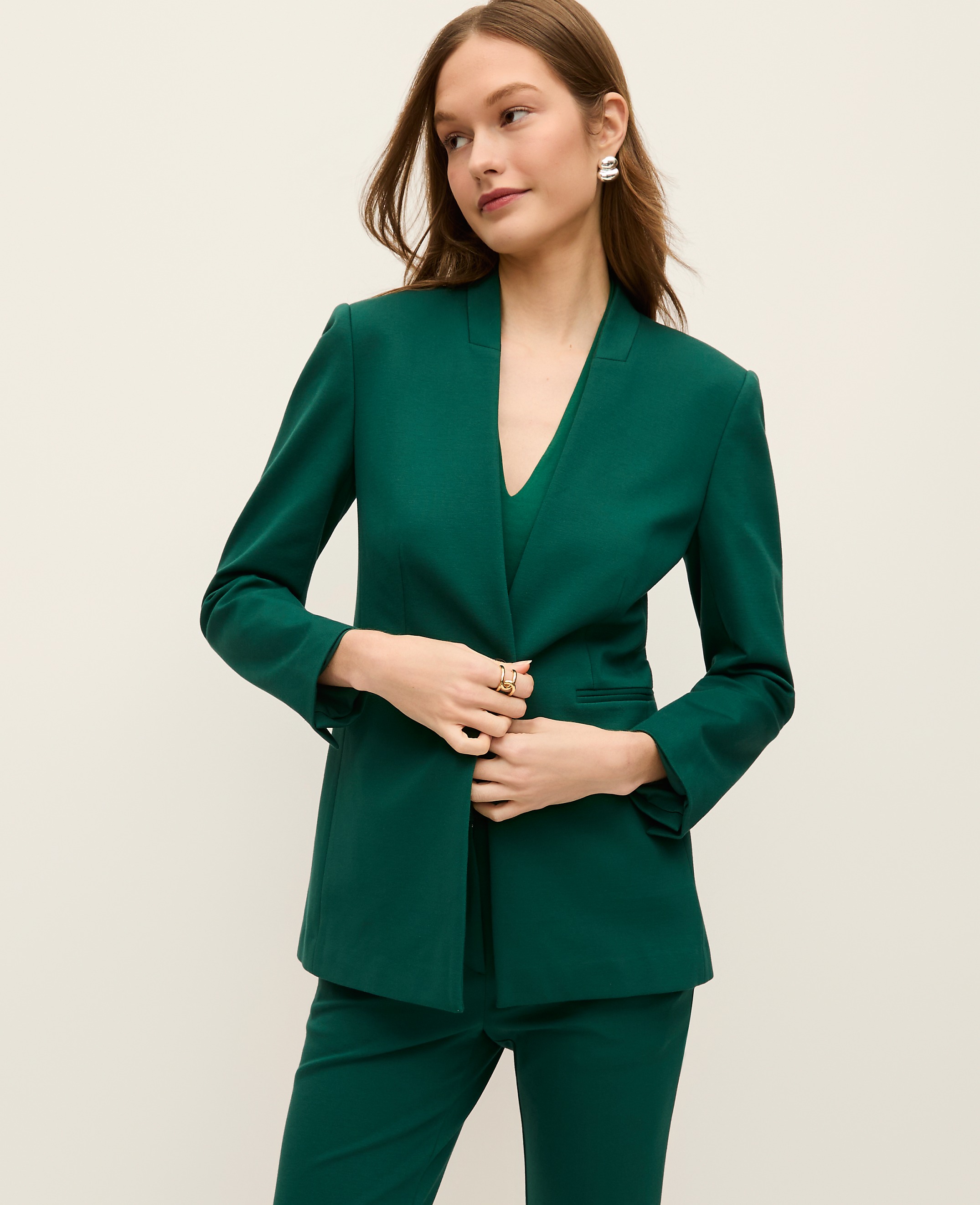 The Petite Collarless Blazer in Ponte