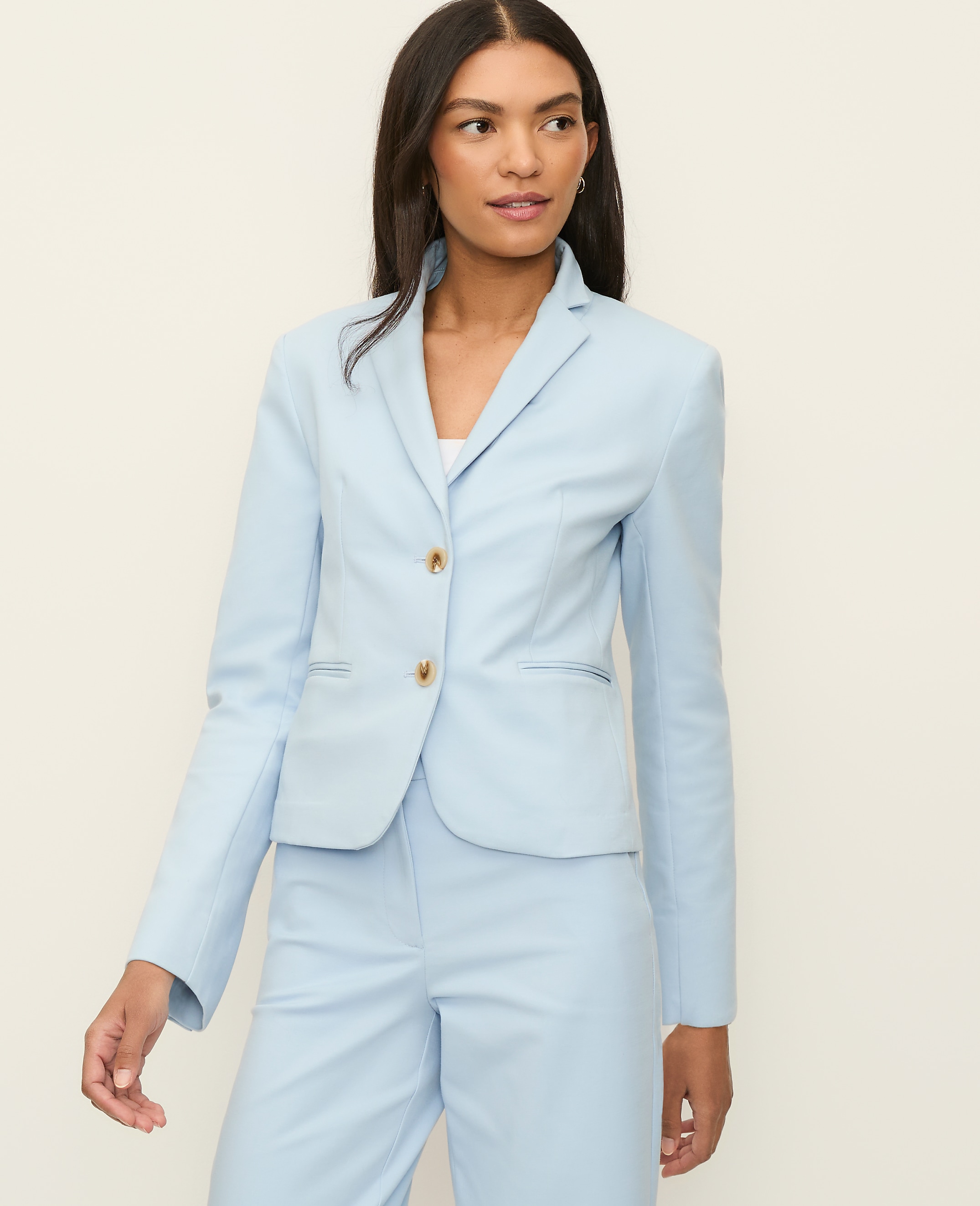 The Petite Two-Button Blazer in Doubleweave