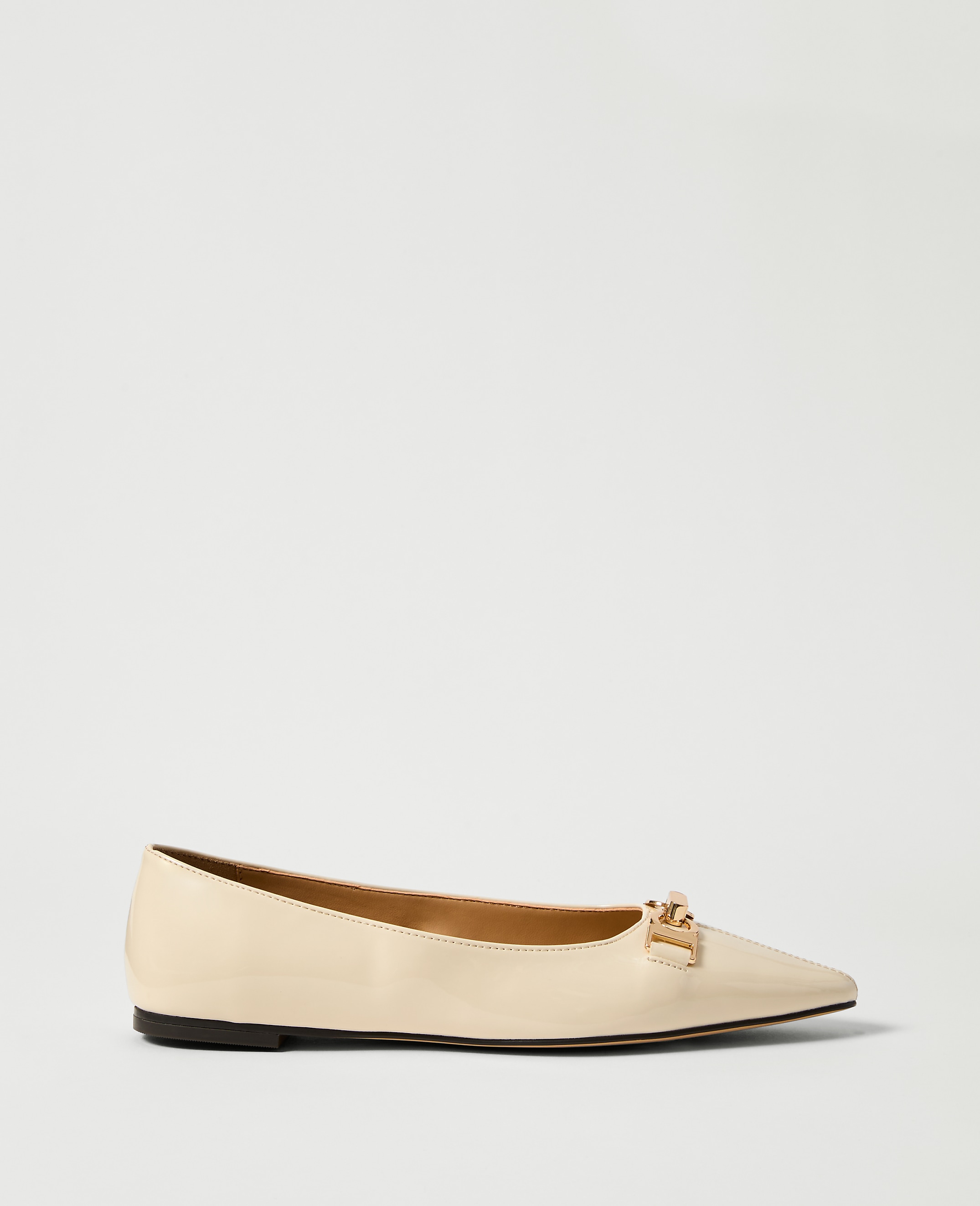 Hardware Embellished Patent Flat