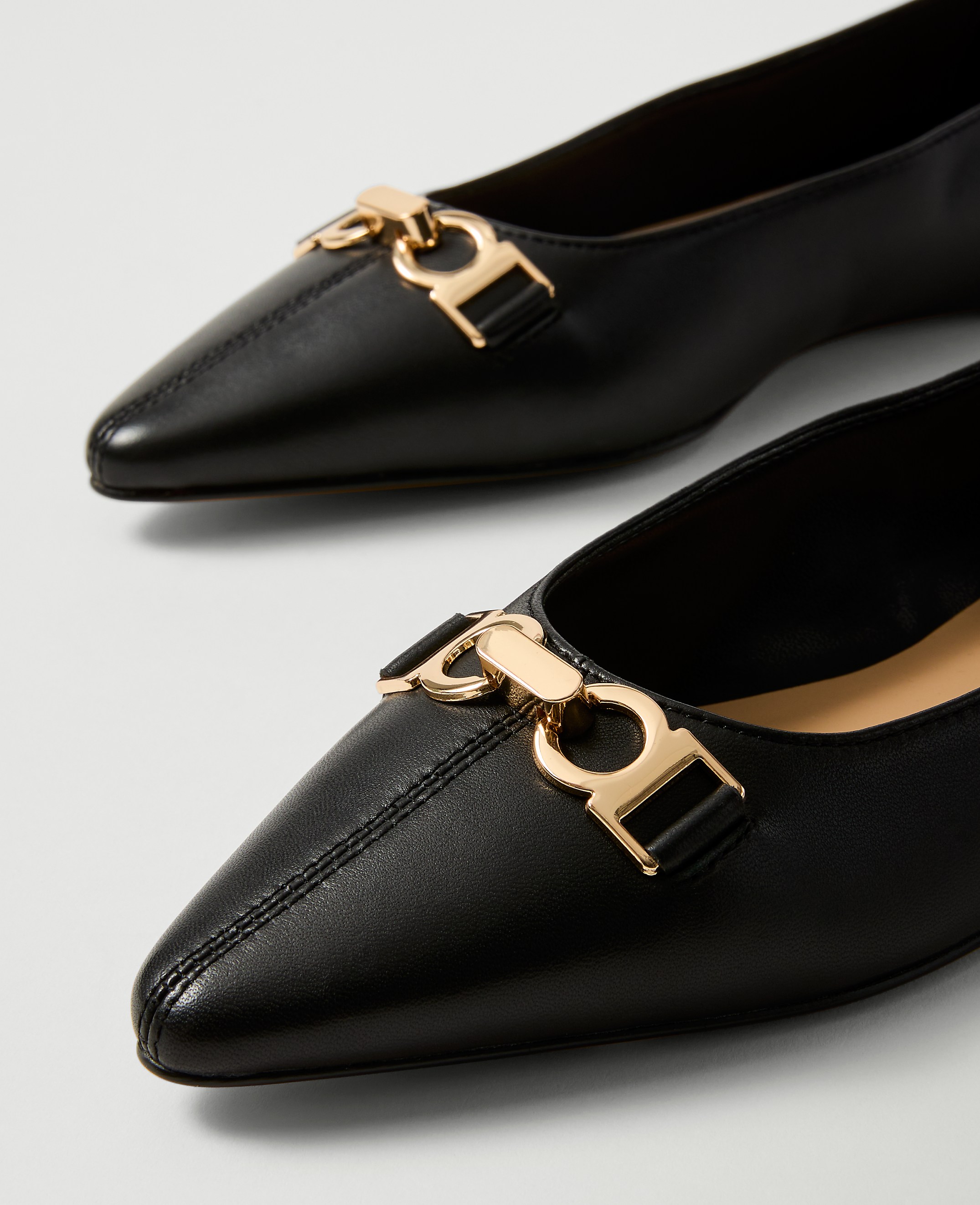 Hardware Embellished Leather Flat - thumbnail 3
