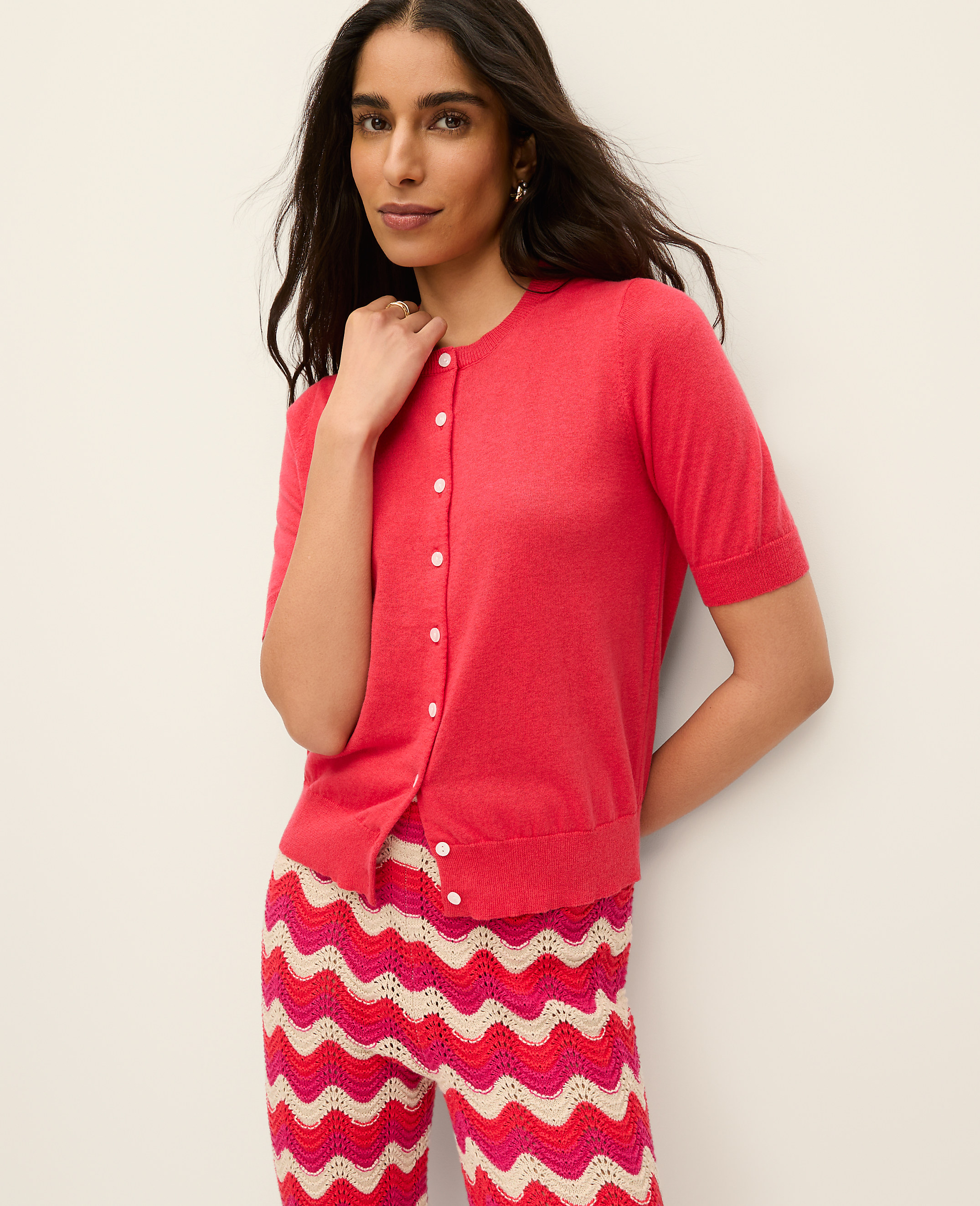 Short Sleeve Linen Ann Cardigan
