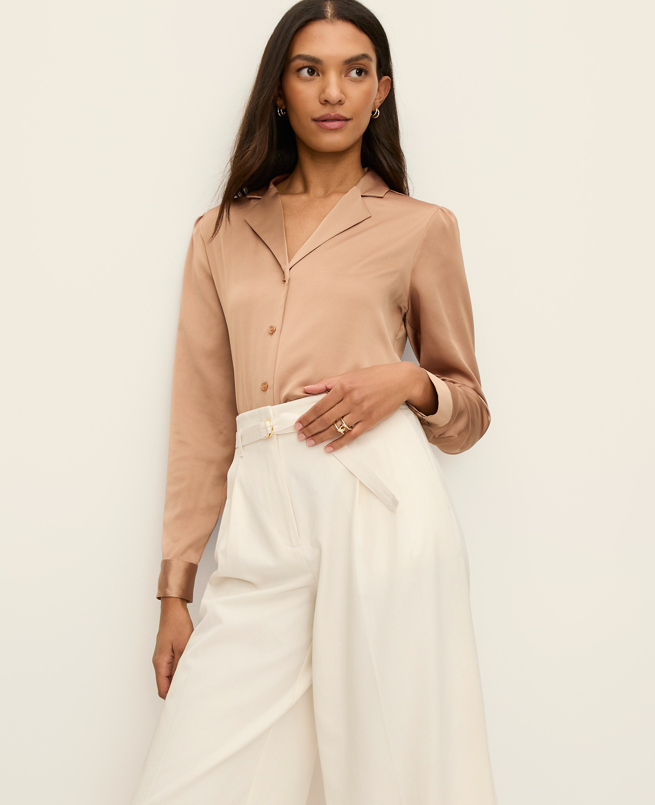 Satin Notched Collar Blouse