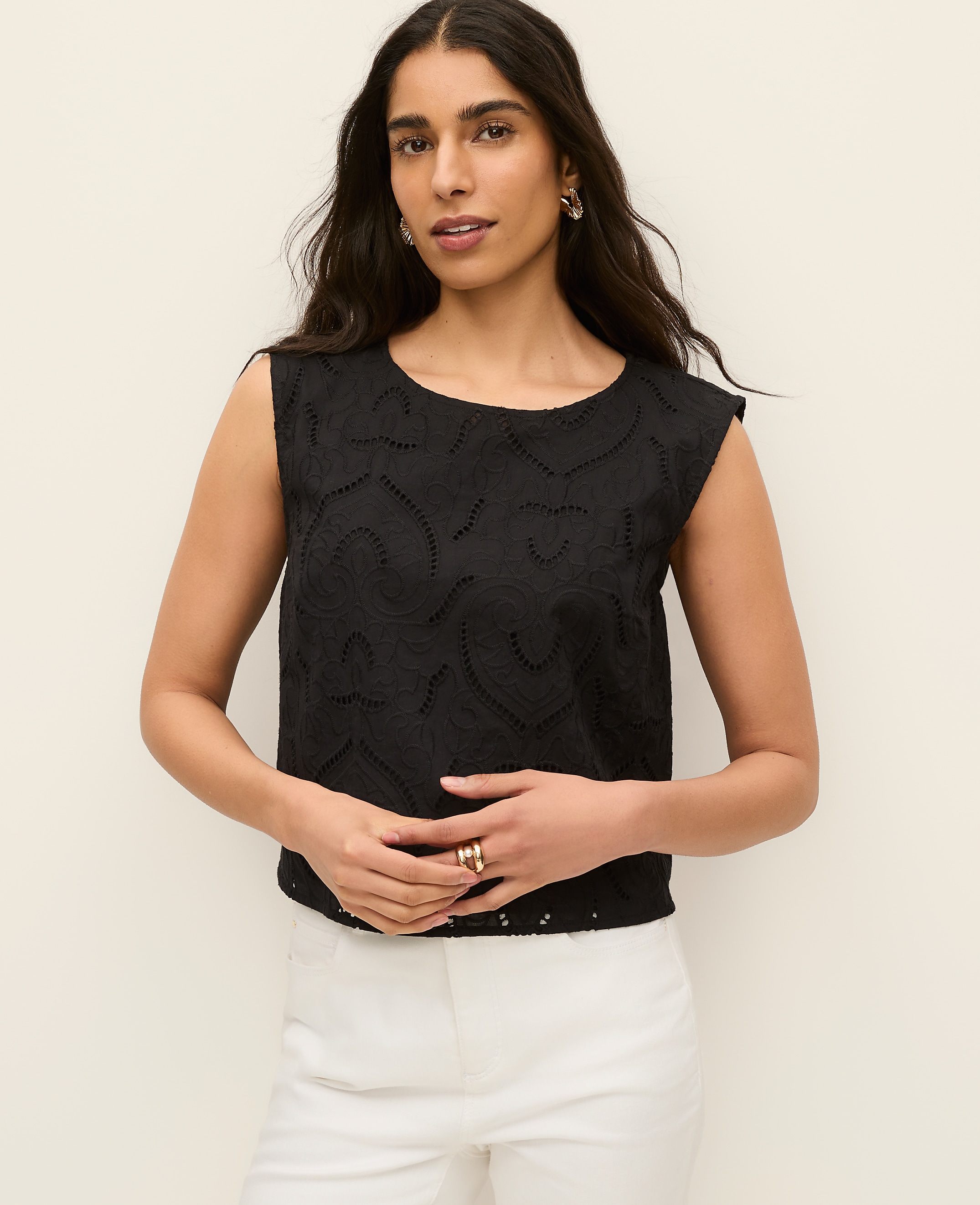 Petite Eyelet Cropped Top