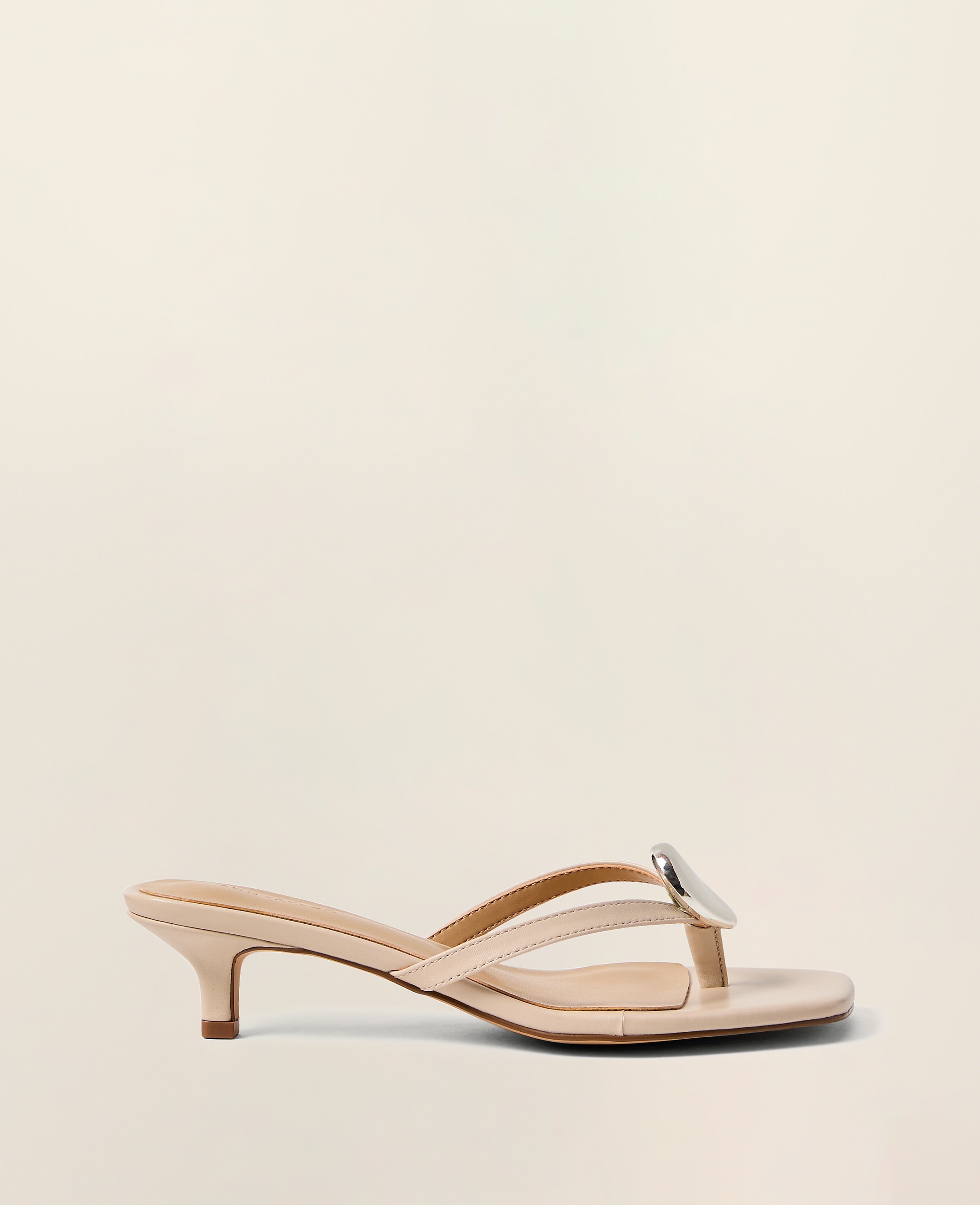 Leather Kitten Heel Sandal