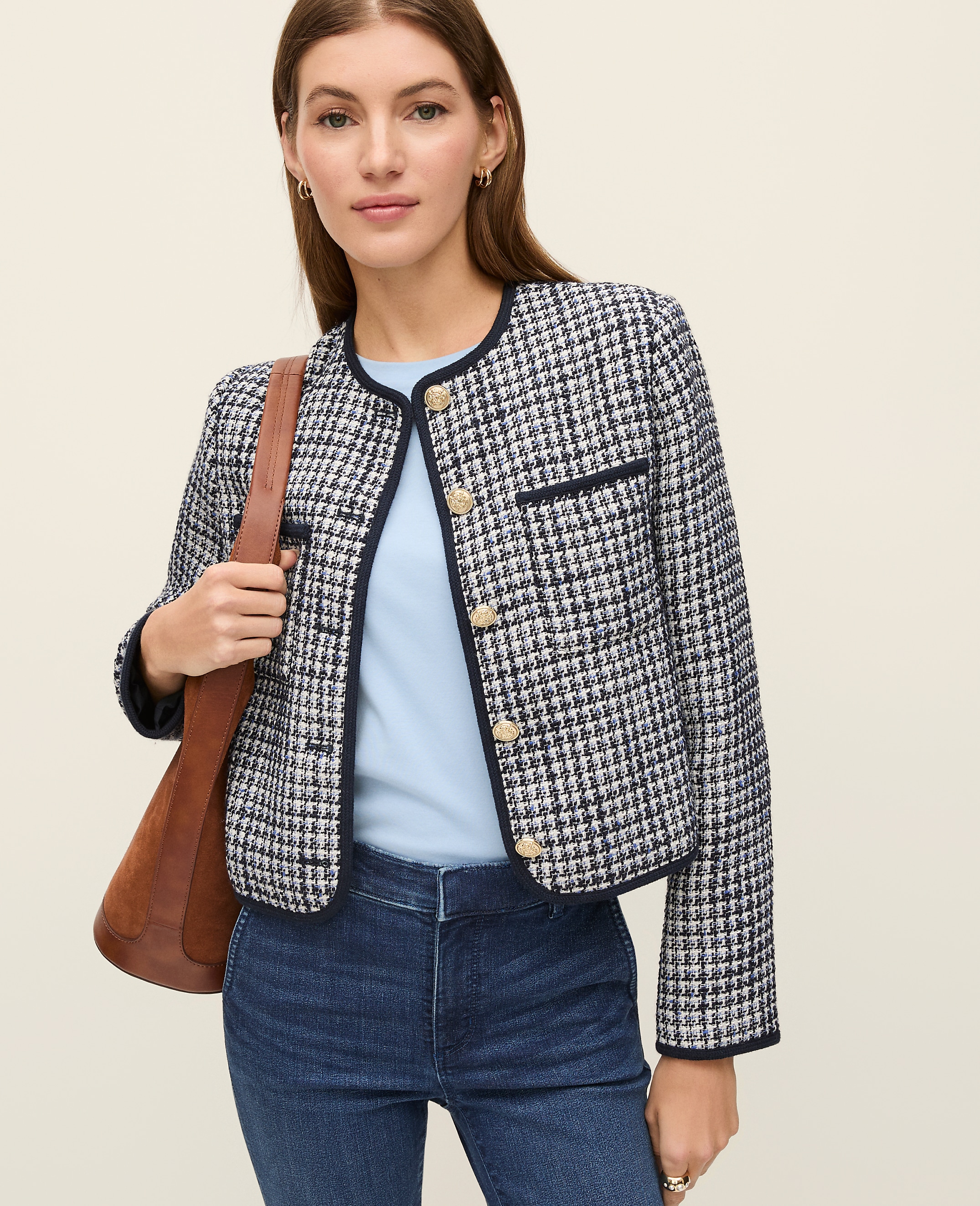 Petite Weekend Tweed Crew Neck Jacket