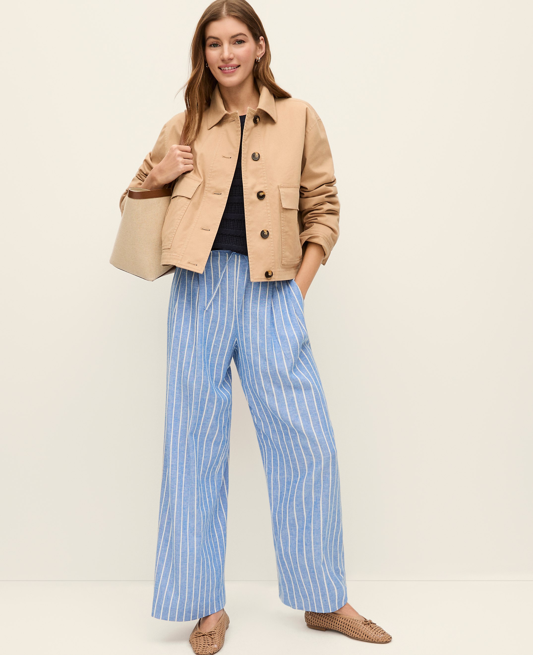 Weekend Striped Easy Fit Wide-Leg Pant