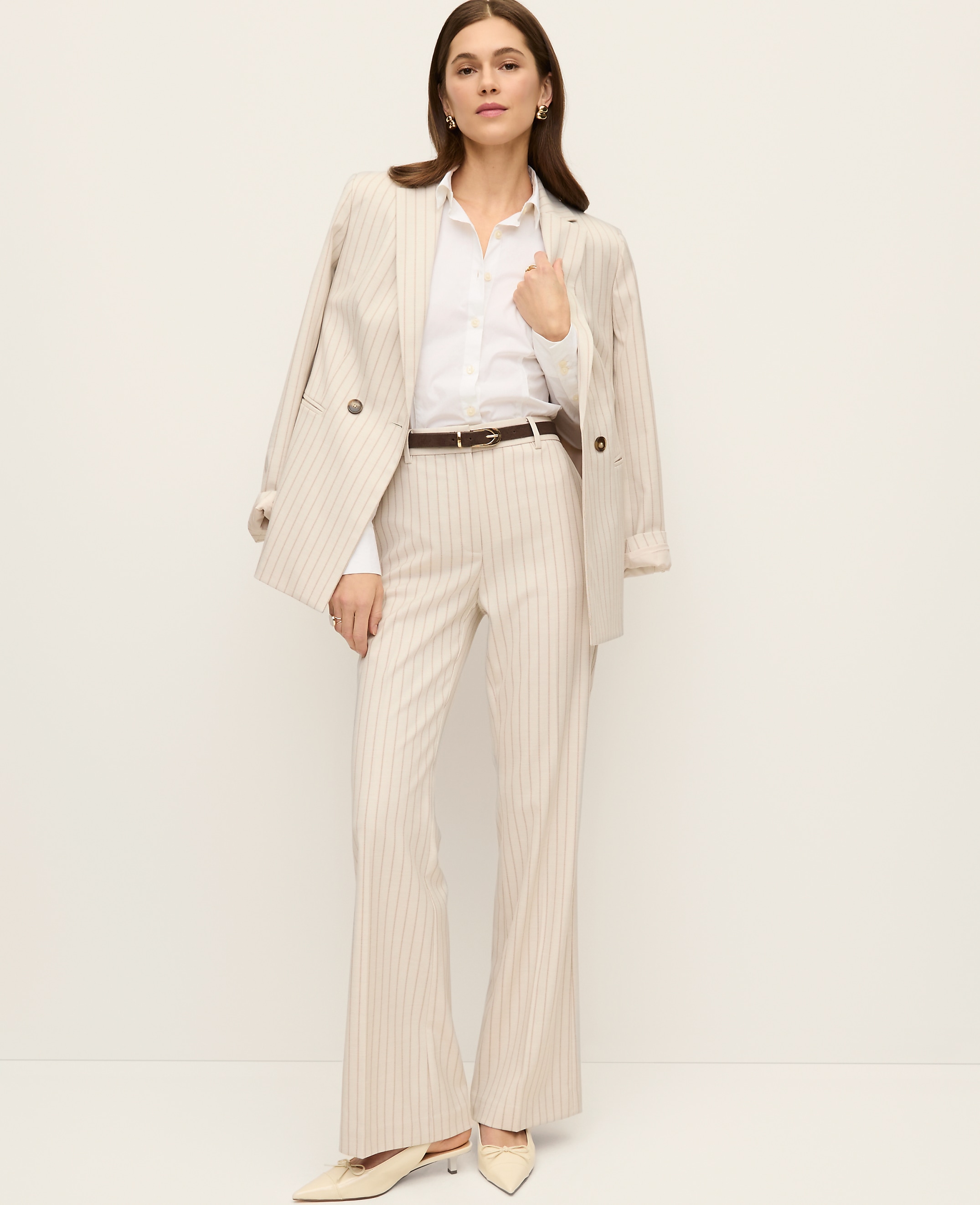 The Petite Flare Trouser in Pinstripe