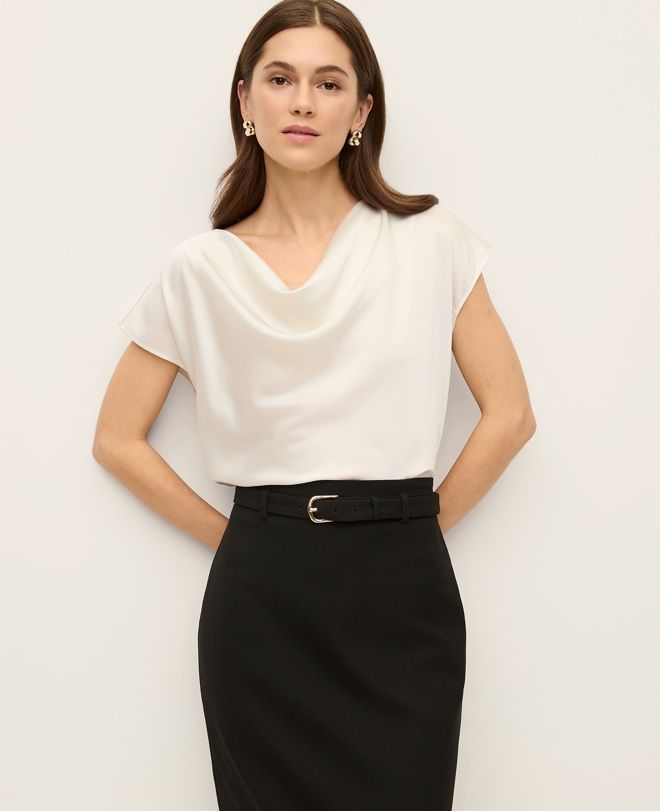 Satin Cowl Neck Top