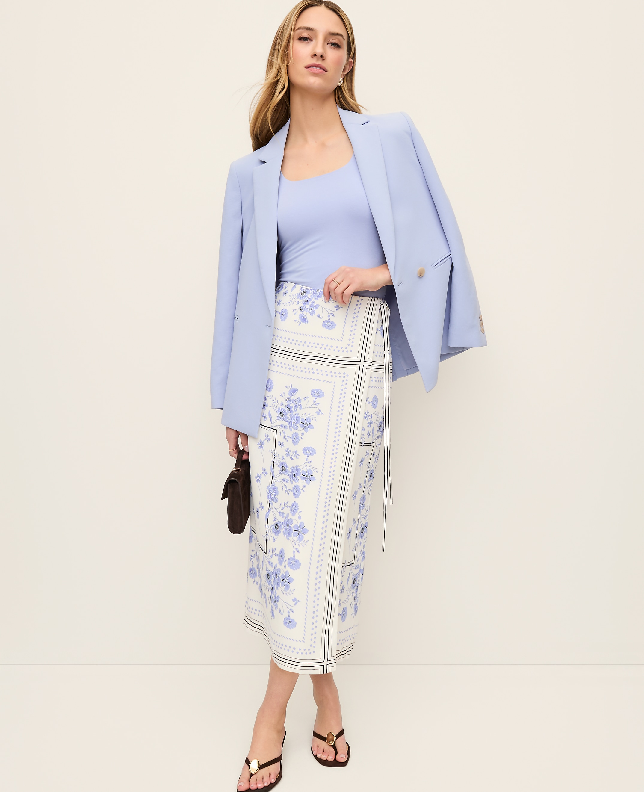 Floral Wrap Midi Skirt