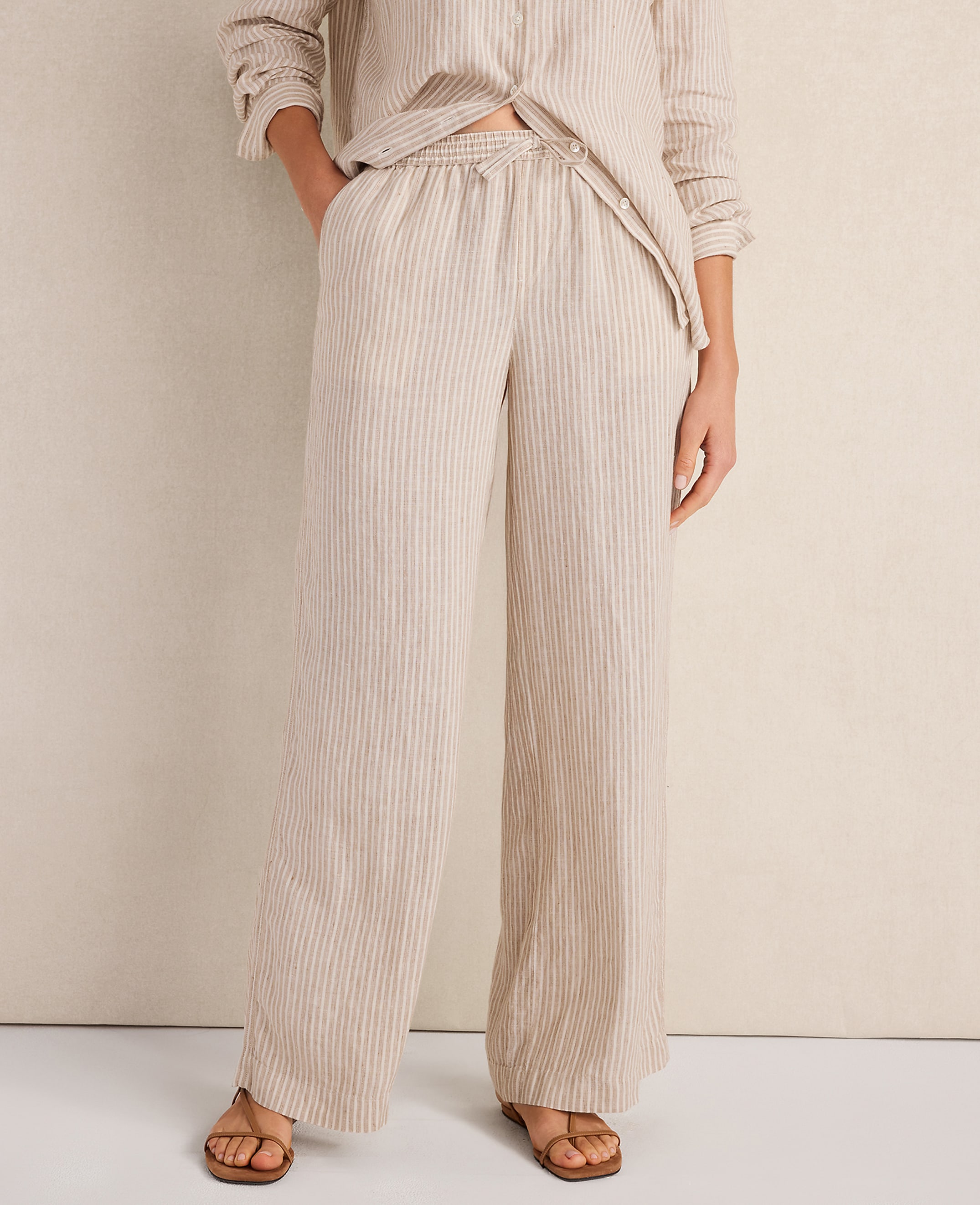 Haven Well Within Everweave Linen Stripe Relaxed Pants