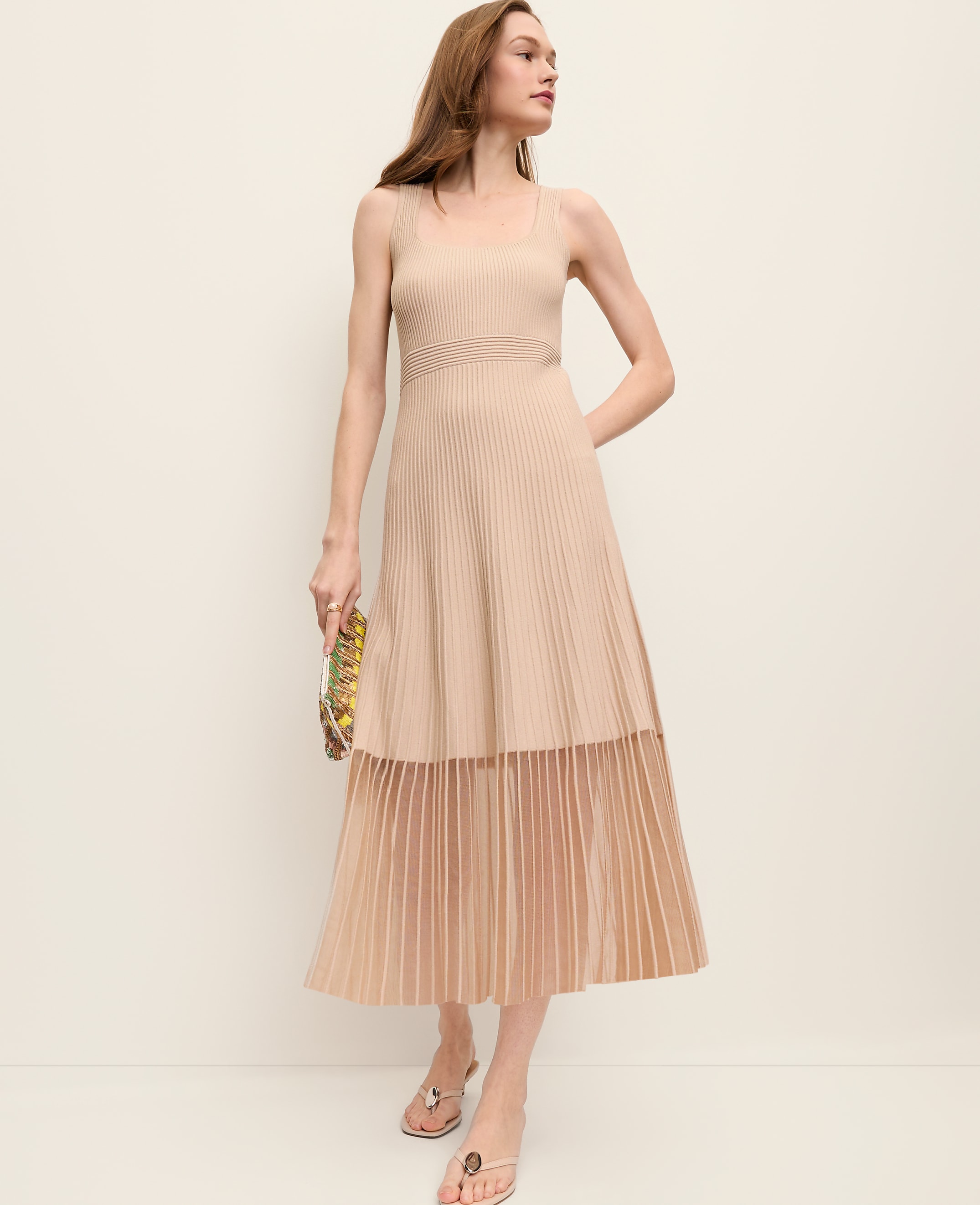 Square Neck Ribbed Sweater Dress