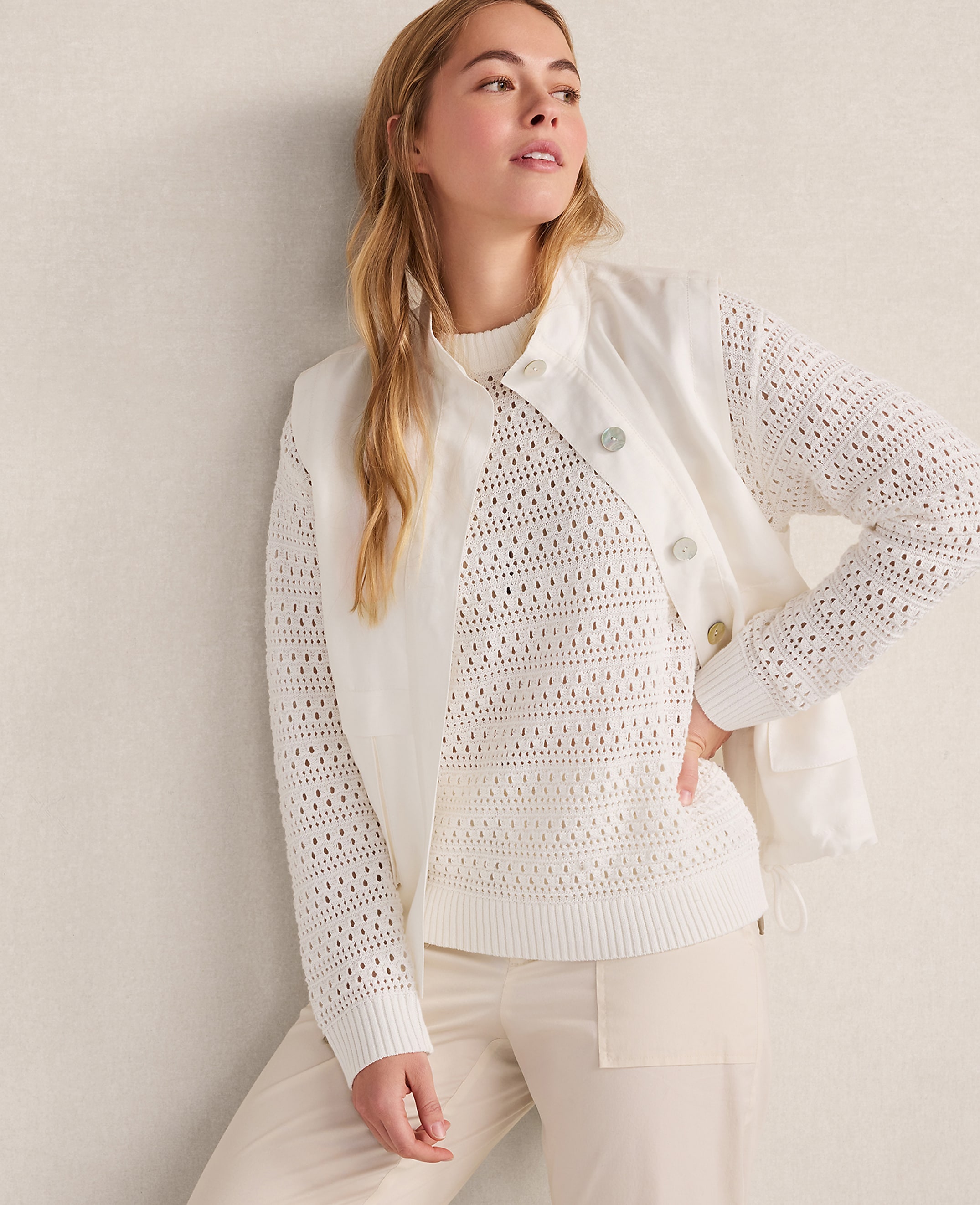 Haven Well Within Cotton Linen Stitched Crewneck