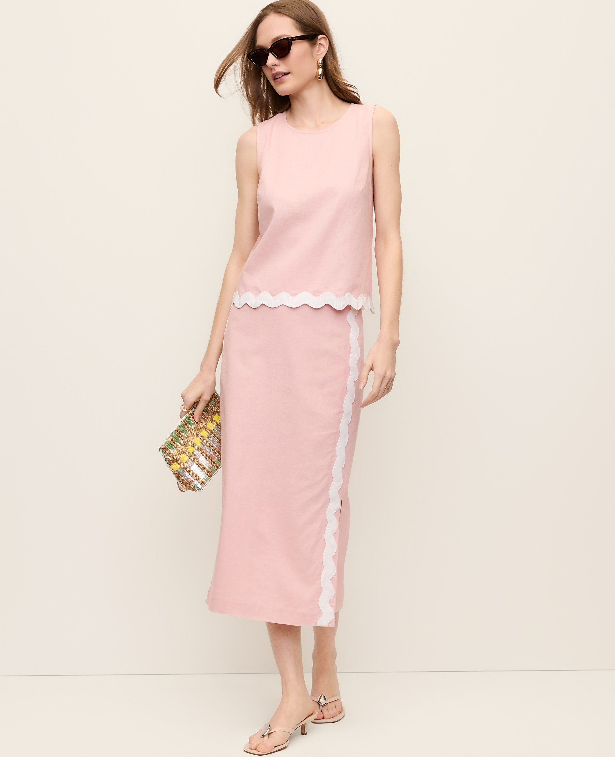 Petite Midi Skirt in Linen Blend