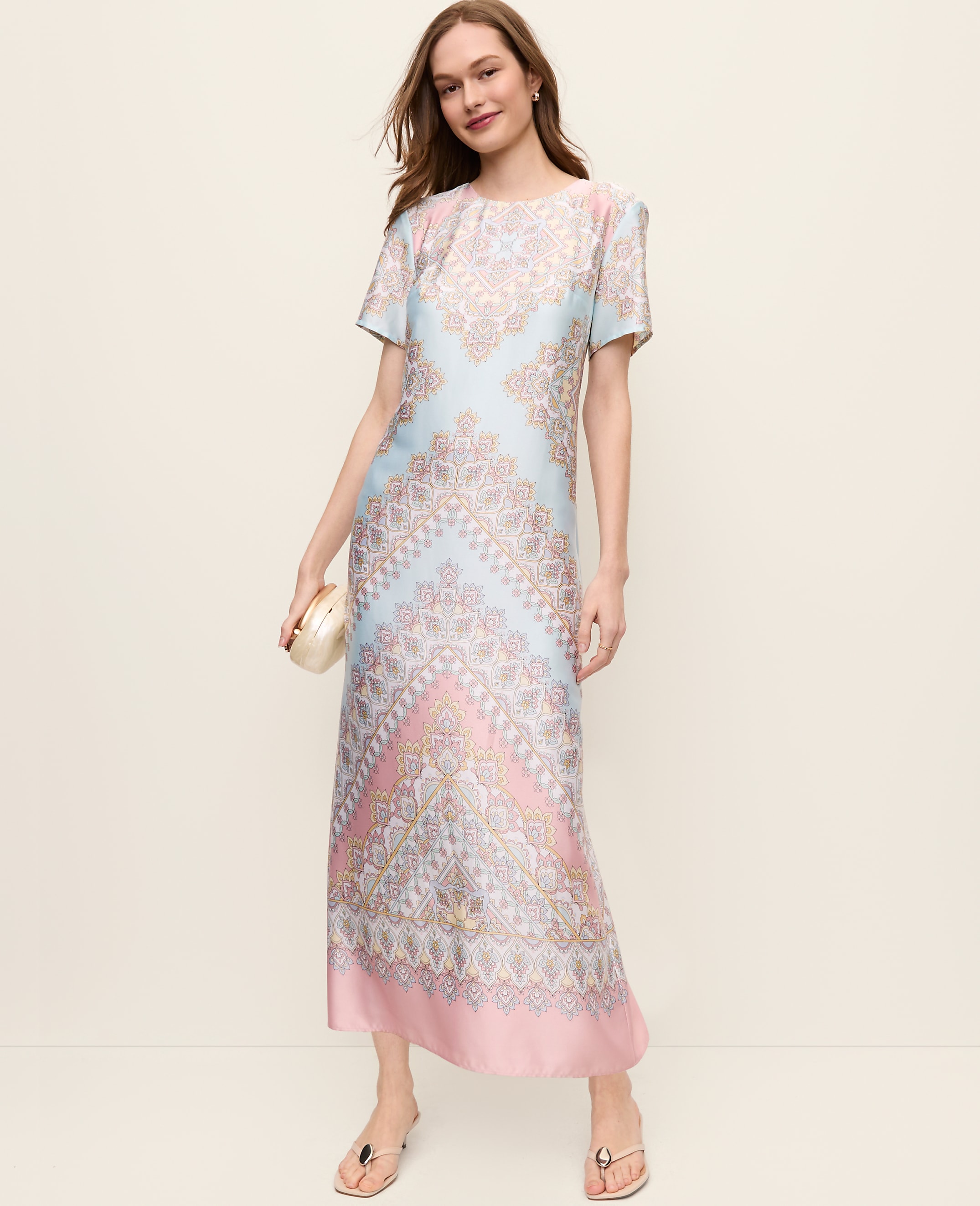 Satin Paisley Maxi Dress