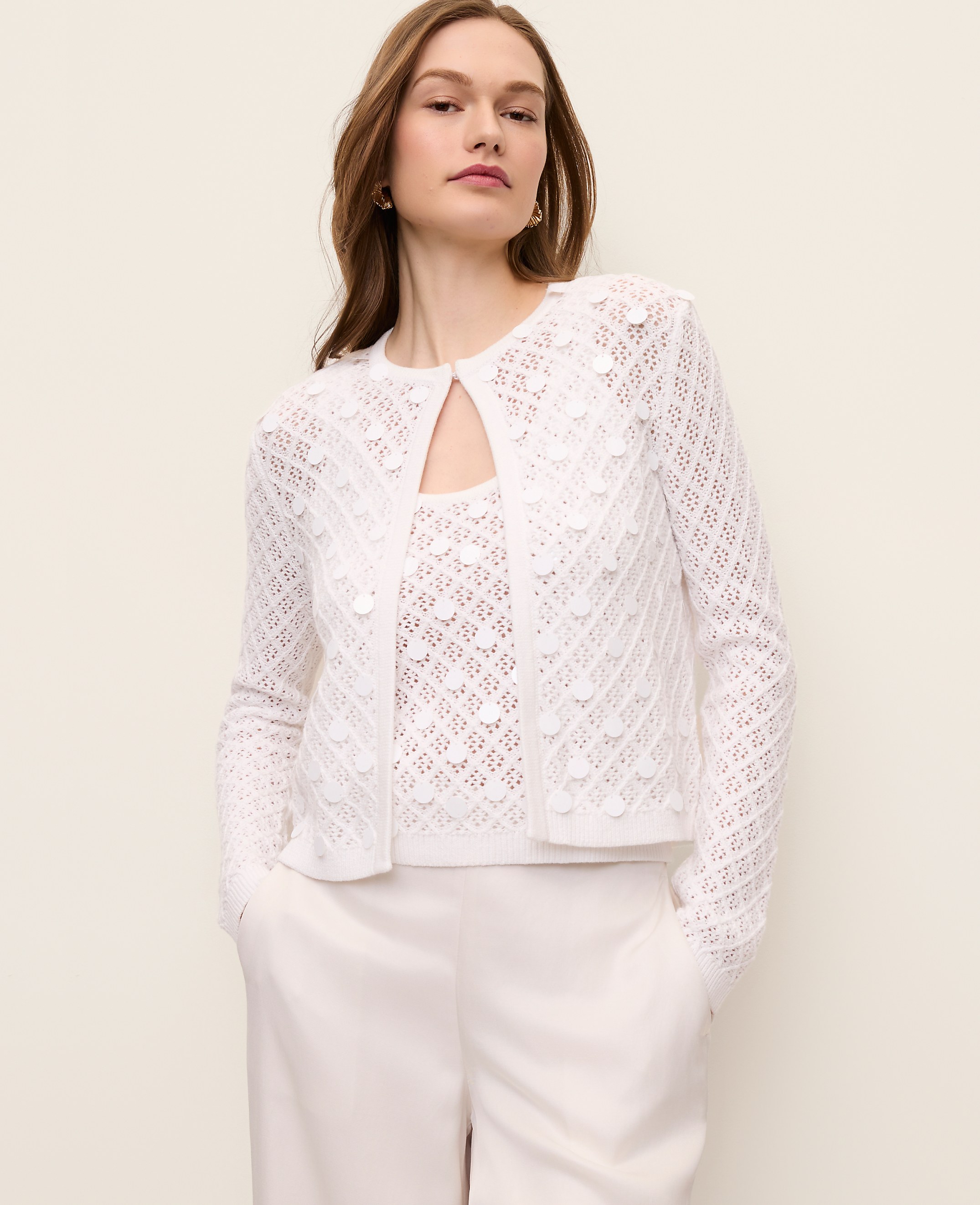 Sequin Open Cardigan