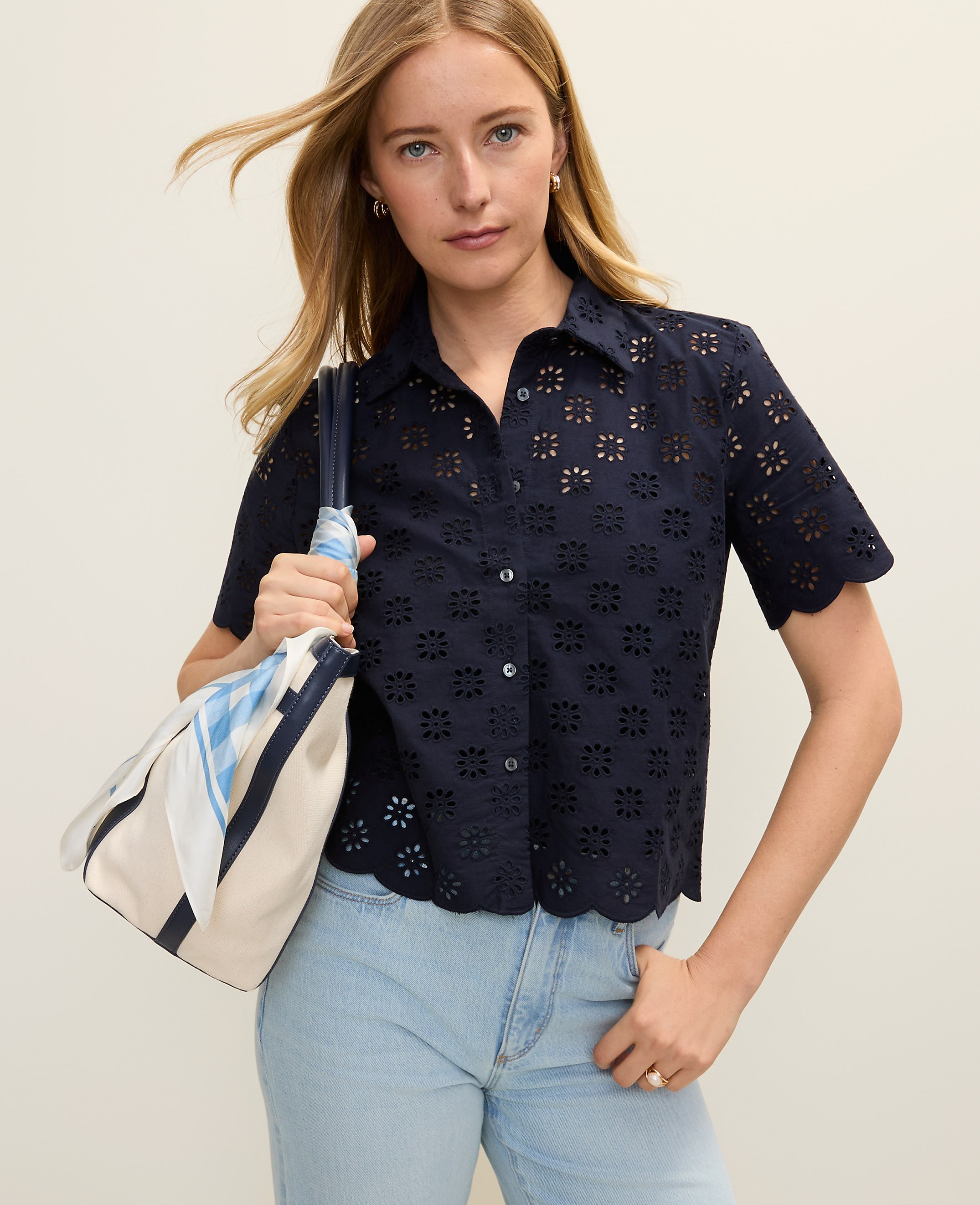 Petite Eyelet Blouse