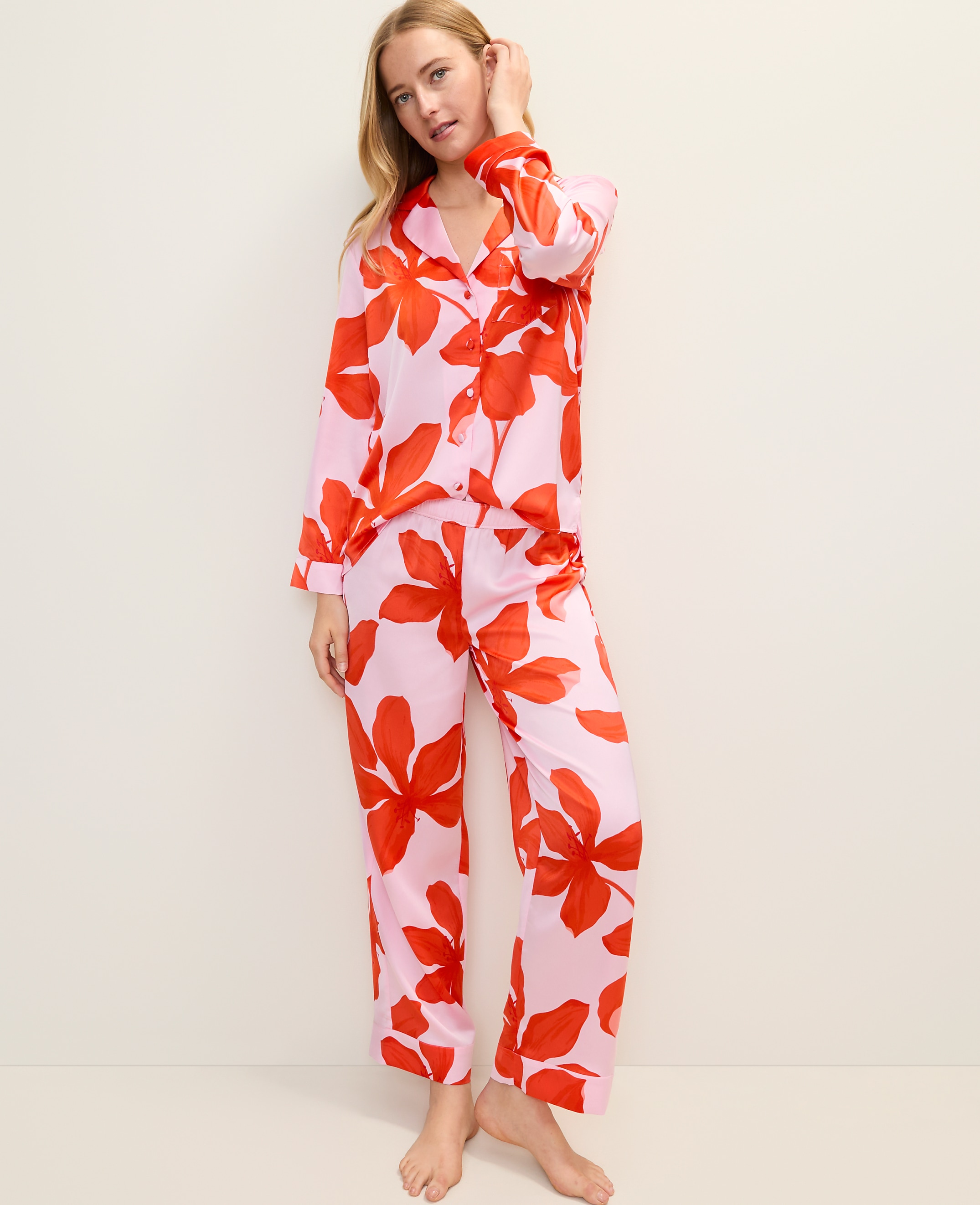 Floral Satin Pajama Set
