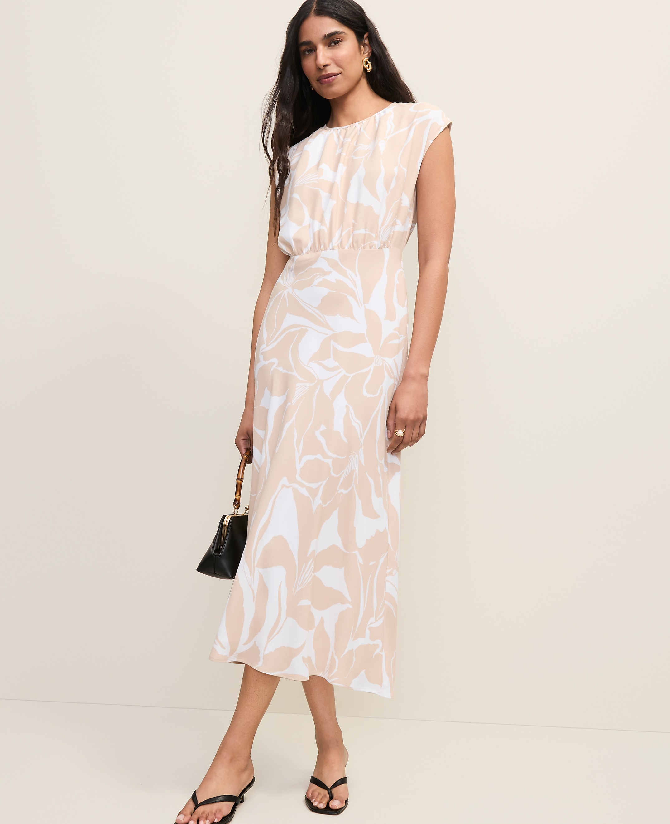 Floral Gathered Midi Dress