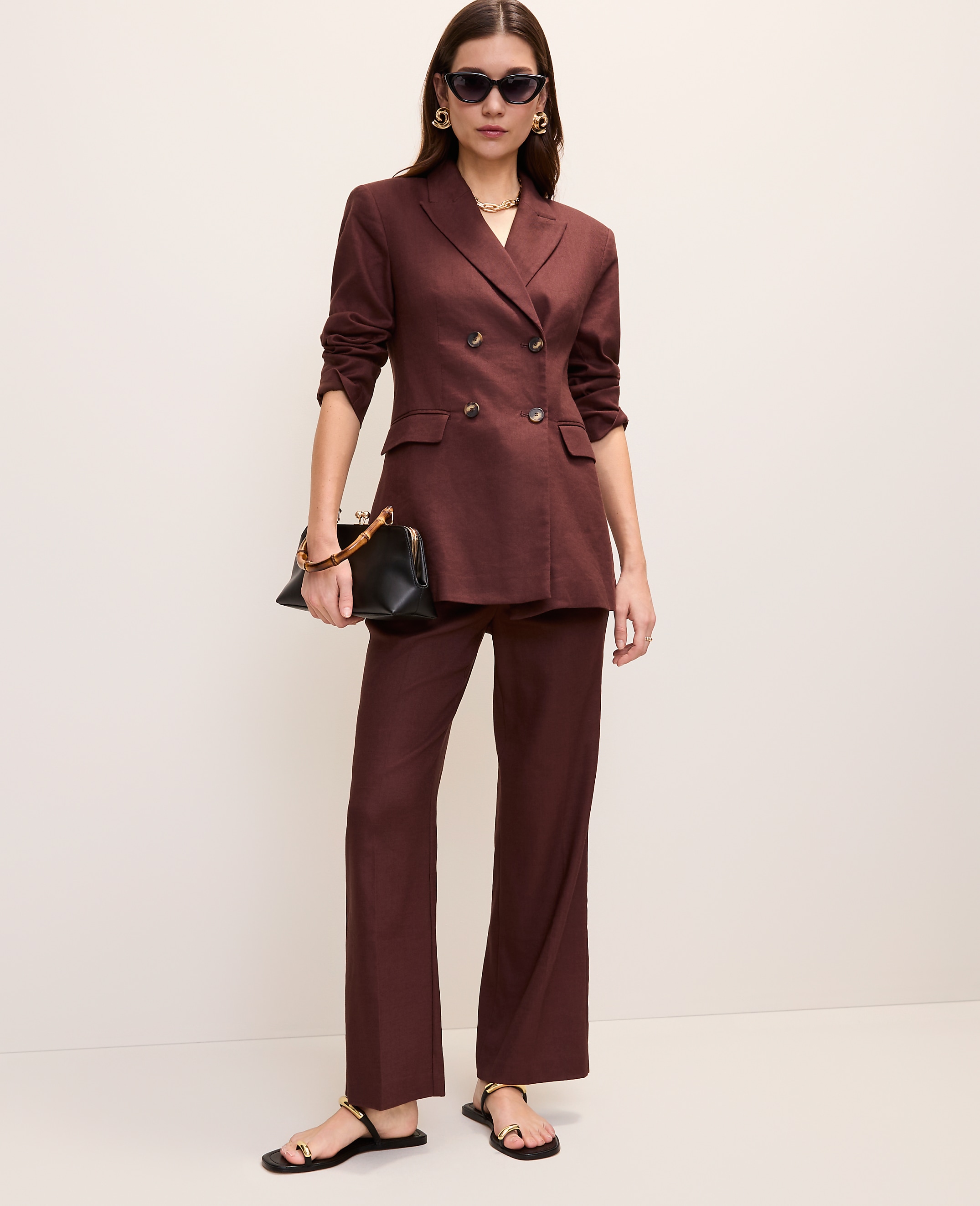 The Flare Ankle Pant in Linen Blend