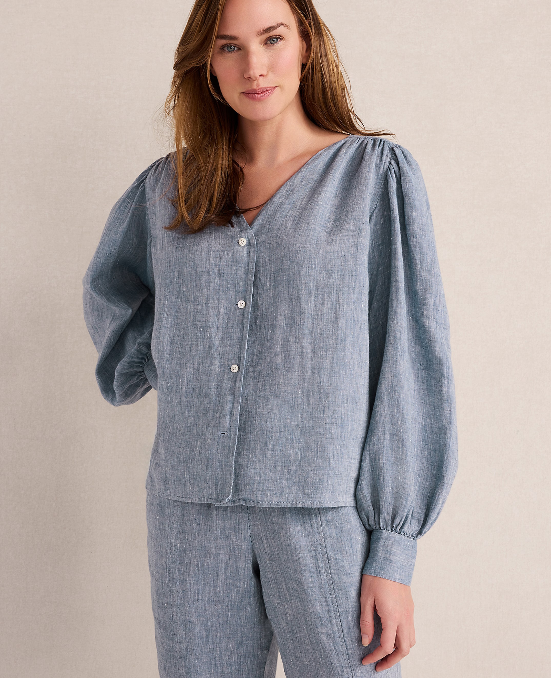 Haven Well Within Linen V-Neck Blouse