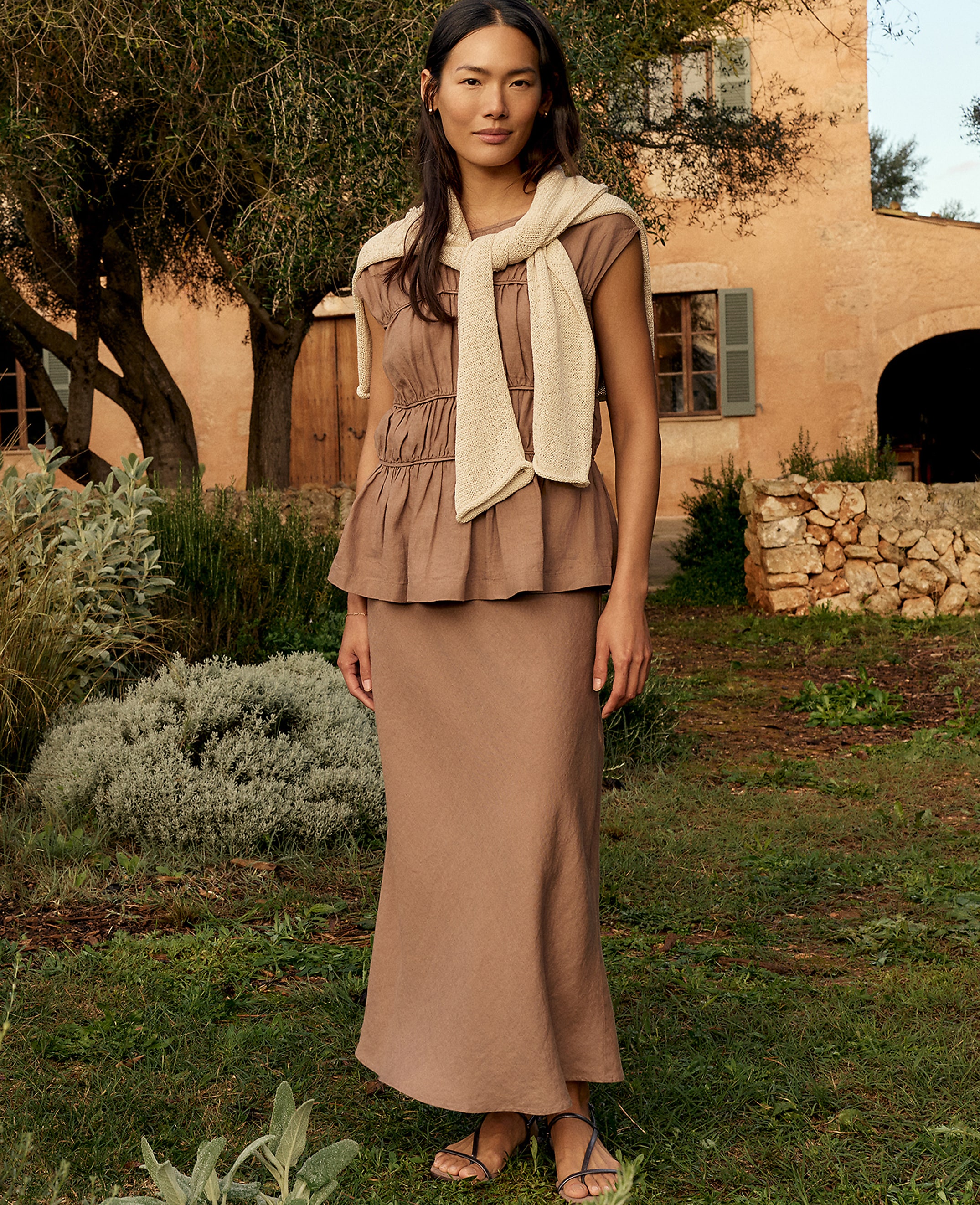 Haven Well Within Linen Bias Cut Midi Skirt - thumbnail 4